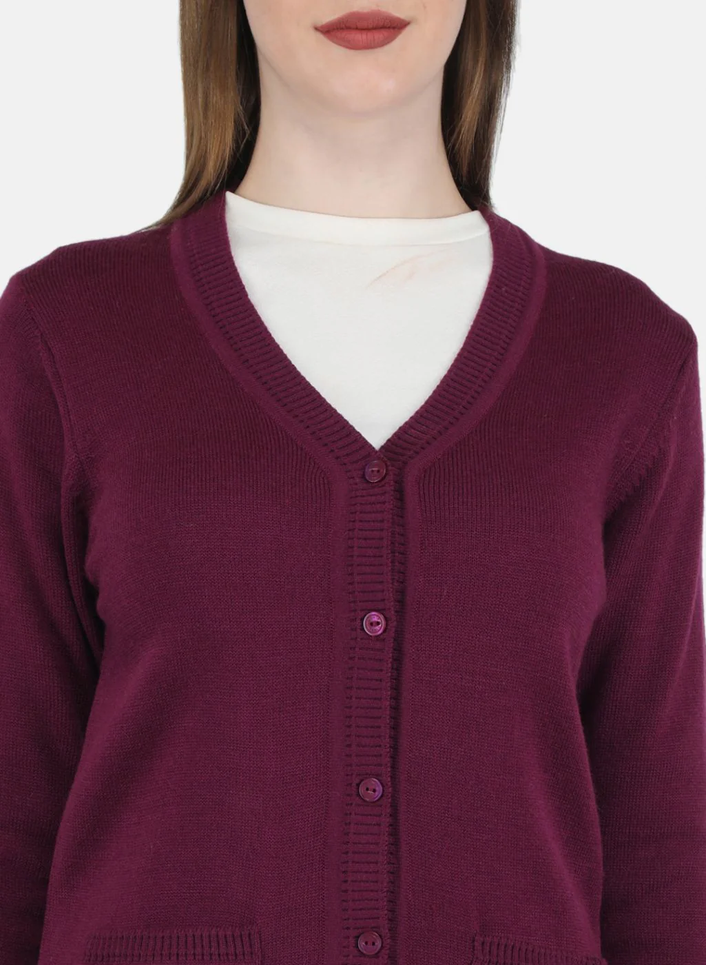 Women Purple Solid Cardigan - Image 5
