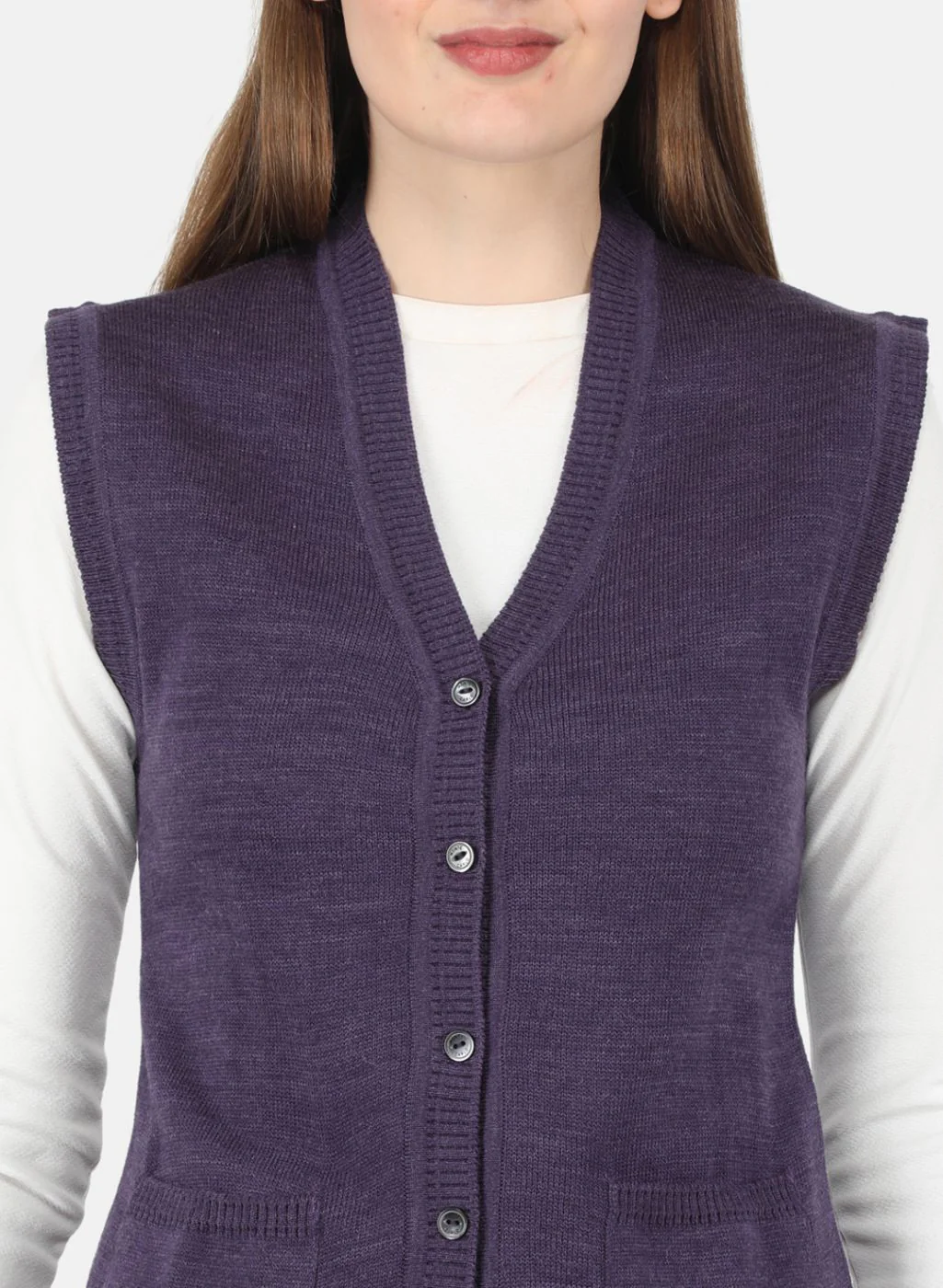 Women Purple Solid Cardigan - Image 5