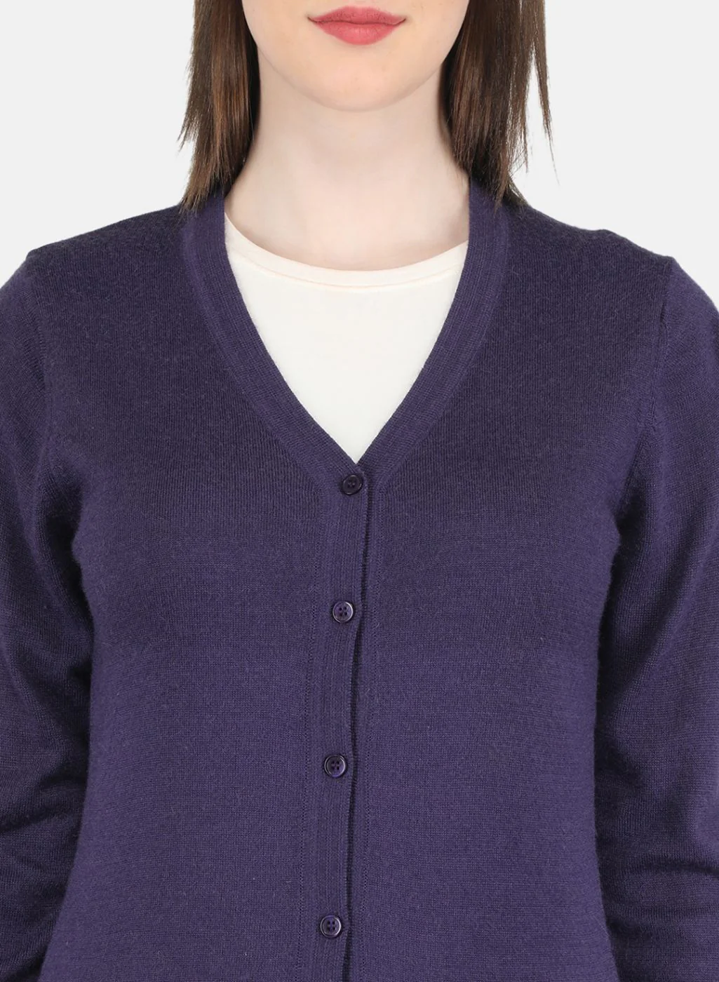 Women Purple Solid Cardigan - Image 5