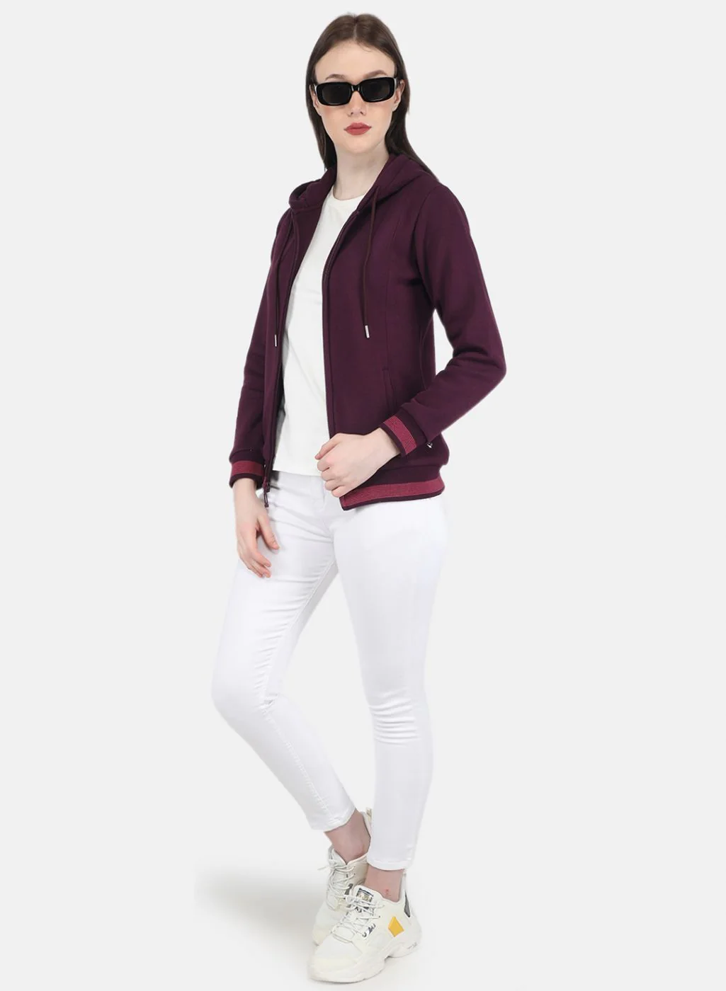 Women Purple Solid Sweatshirt - Image 4