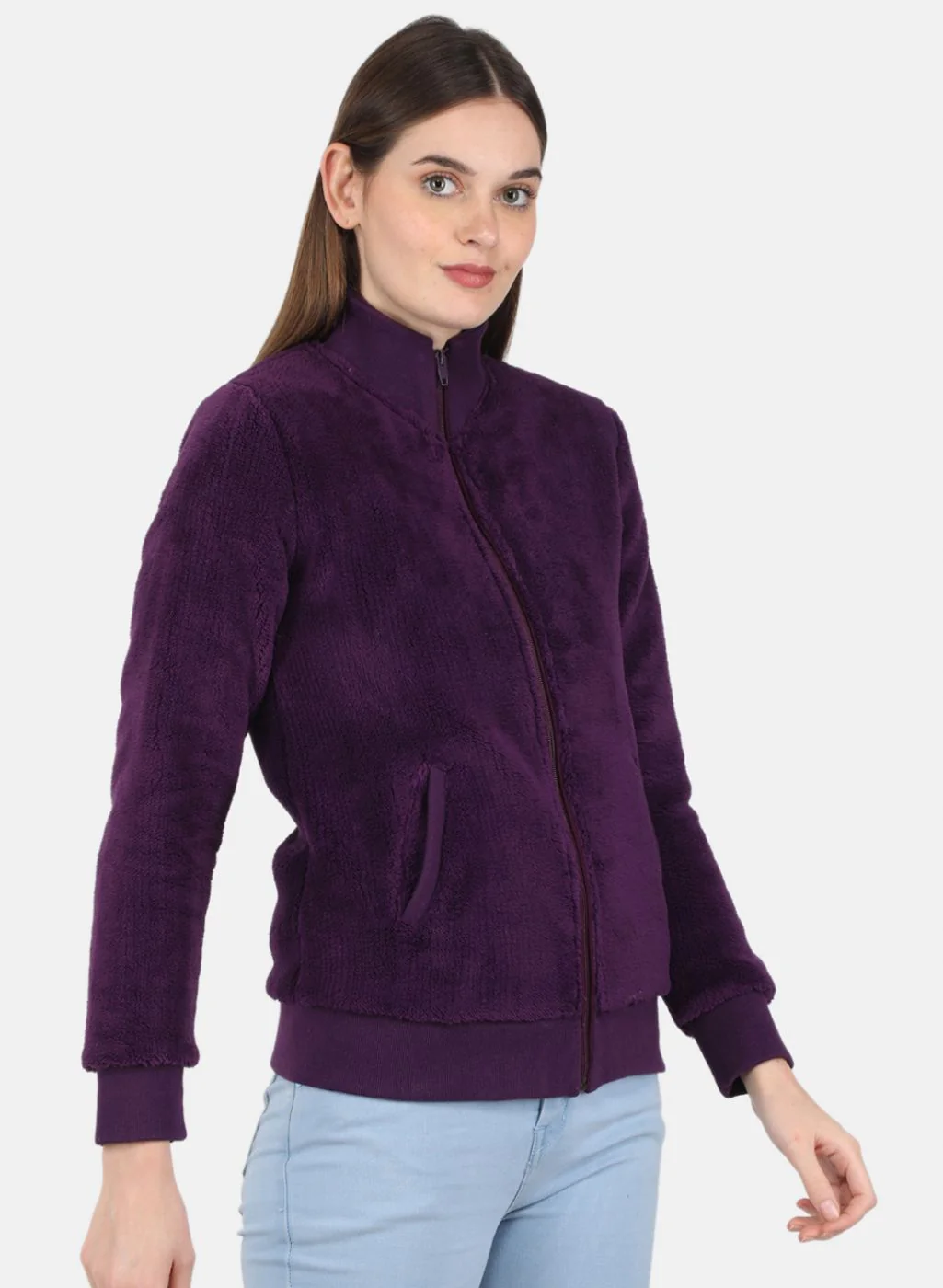 Women Purple Solid Sweatshirt - Image 6