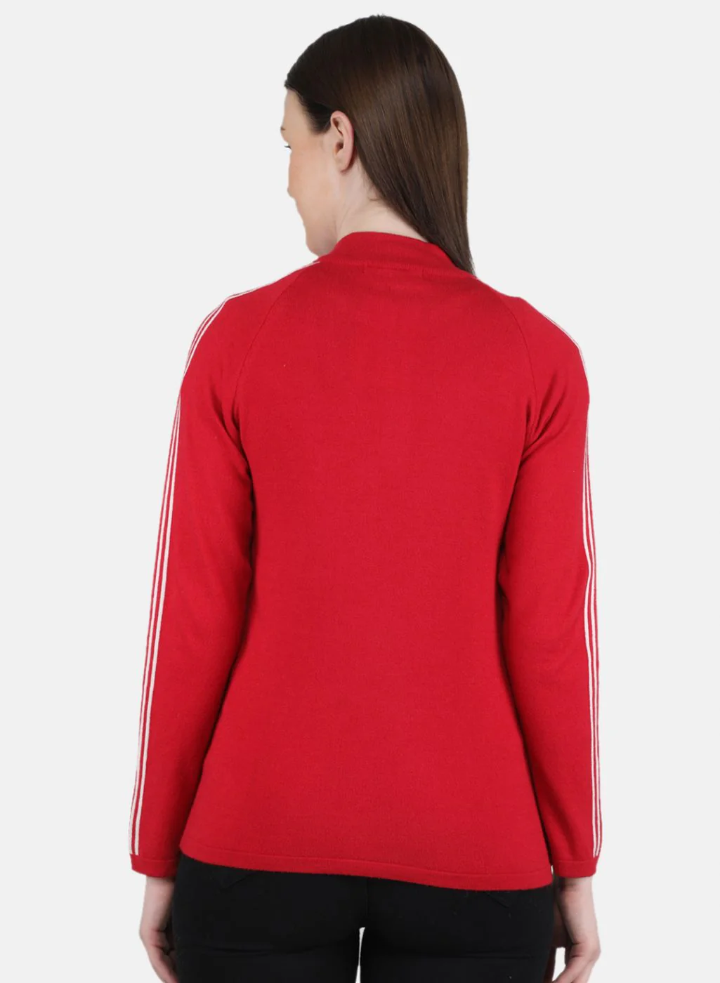 Women Red Self Design Pullover - Image 3
