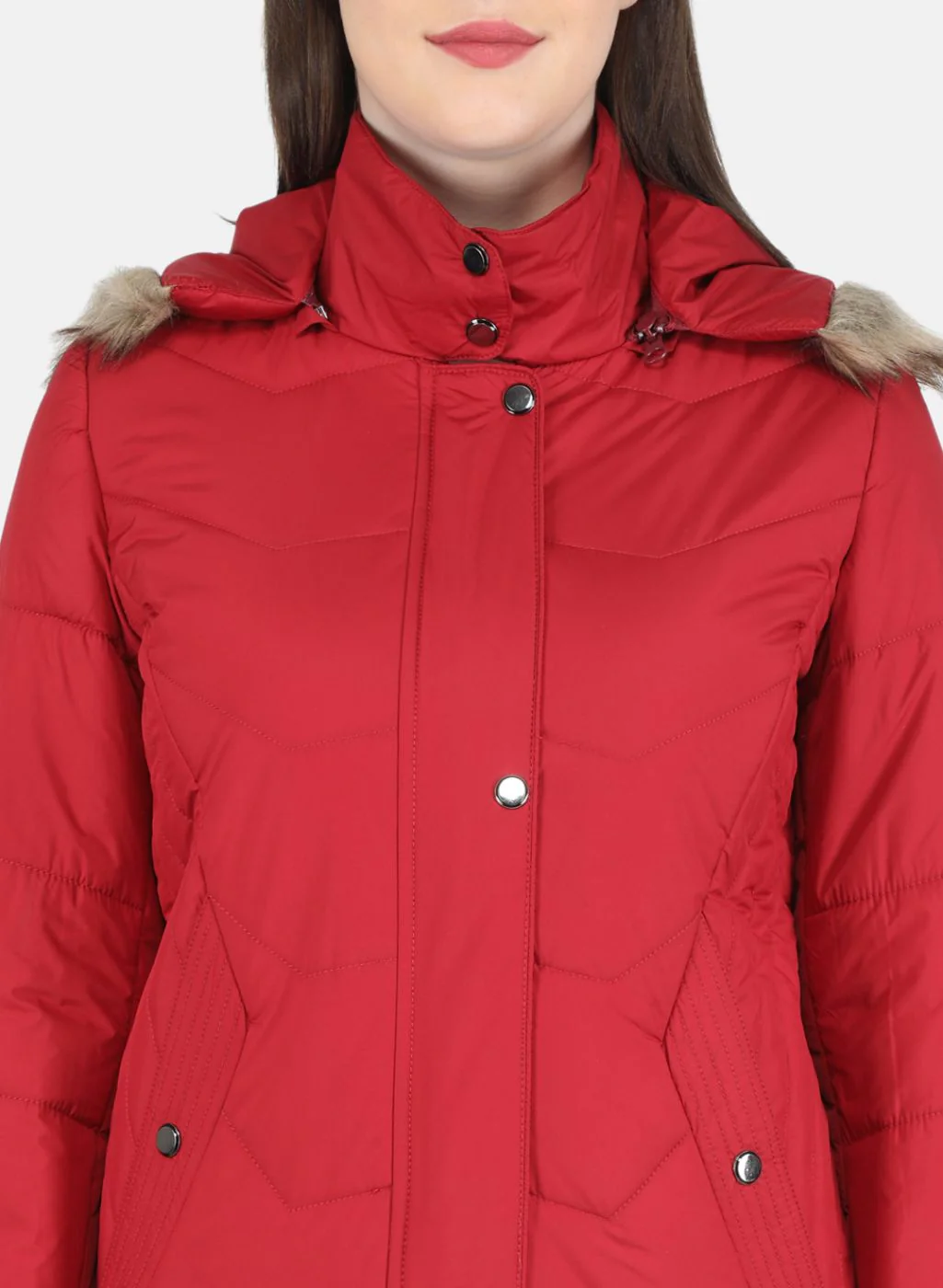 Women Red Solid Jacket - Image 5