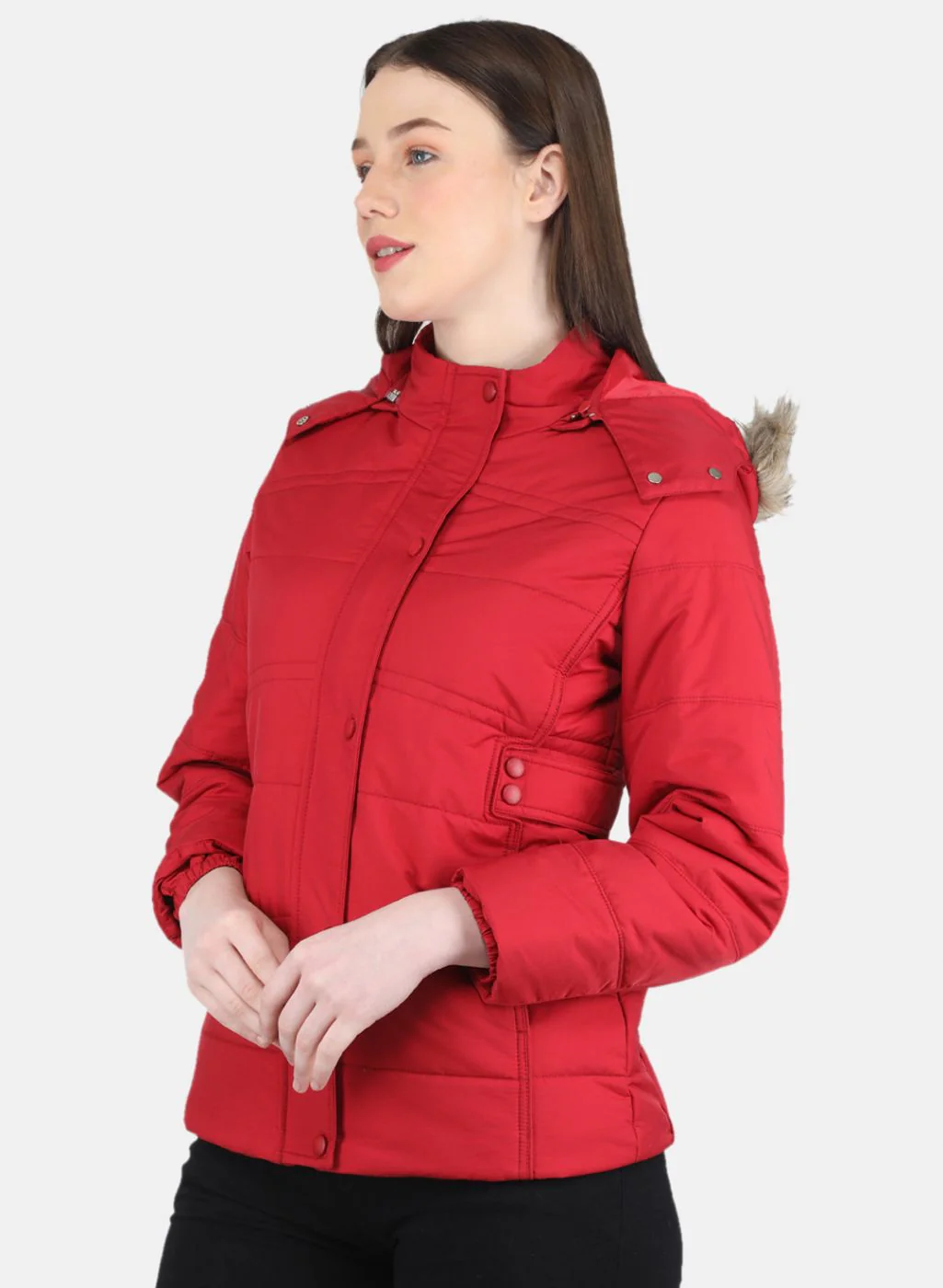 Women Red Solid Jacket - Image 2
