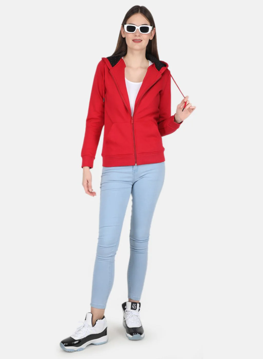 Women Red Solid Sweatshirt - Image 4