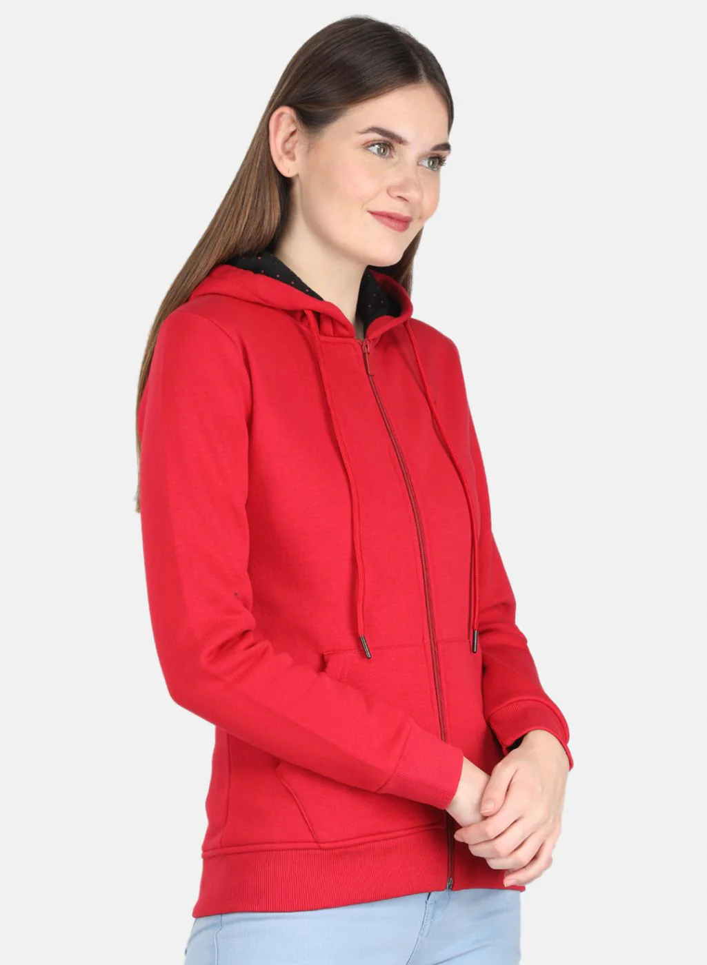 Women Red Solid Sweatshirt - Image 6
