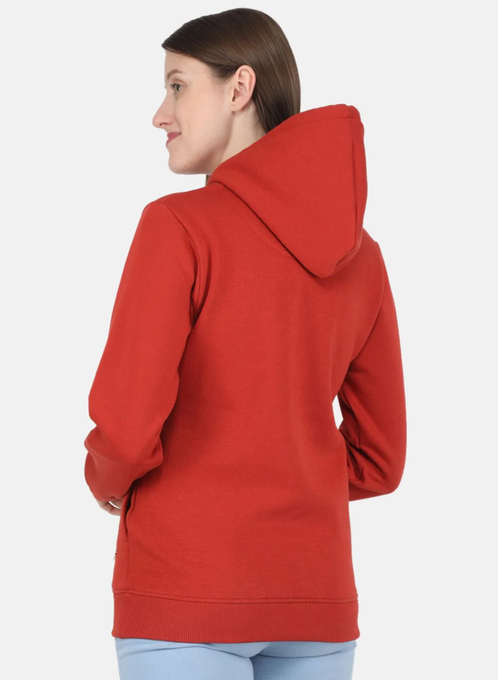 Women Rust Orange Embroidered Sweatshirt - Image 3