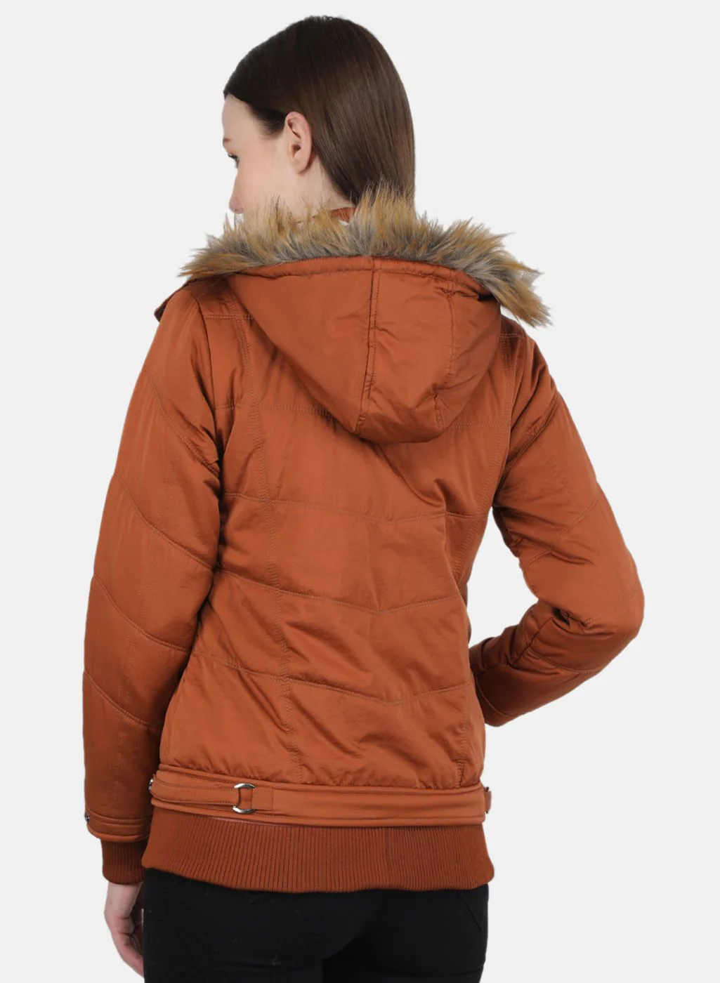 Women Rust Orange Solid Jacket - Image 3