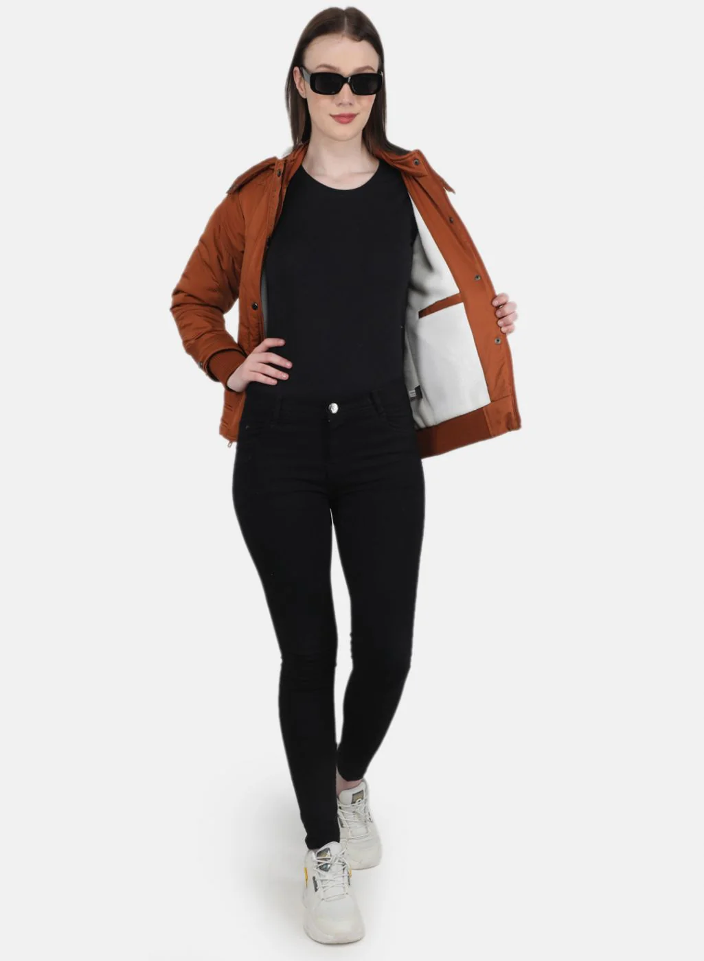 Women Rust Orange Solid Jacket - Image 4