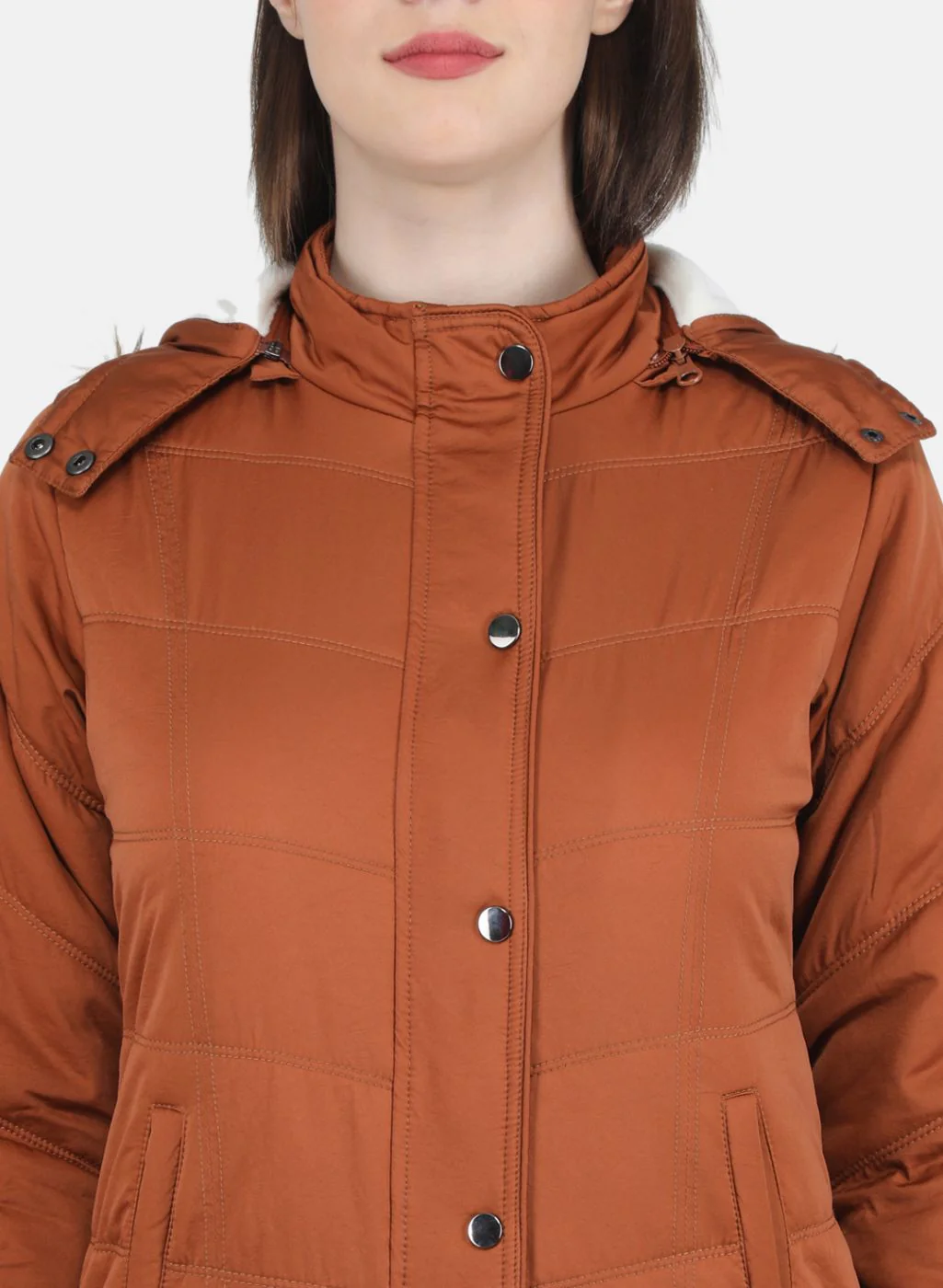 Women Rust Orange Solid Jacket - Image 5