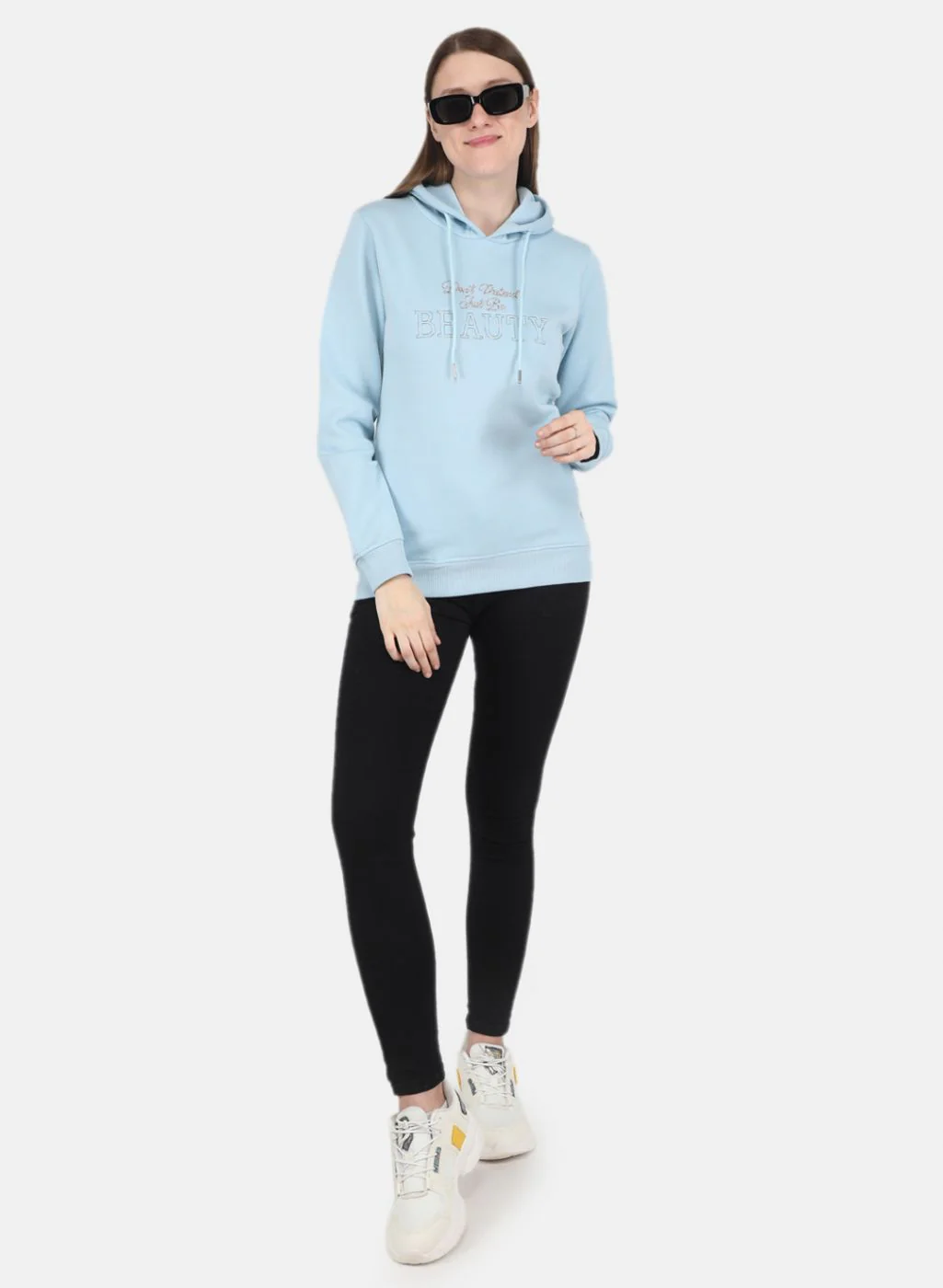 Women Sky Blue Embroidered Sweatshirt - Image 4