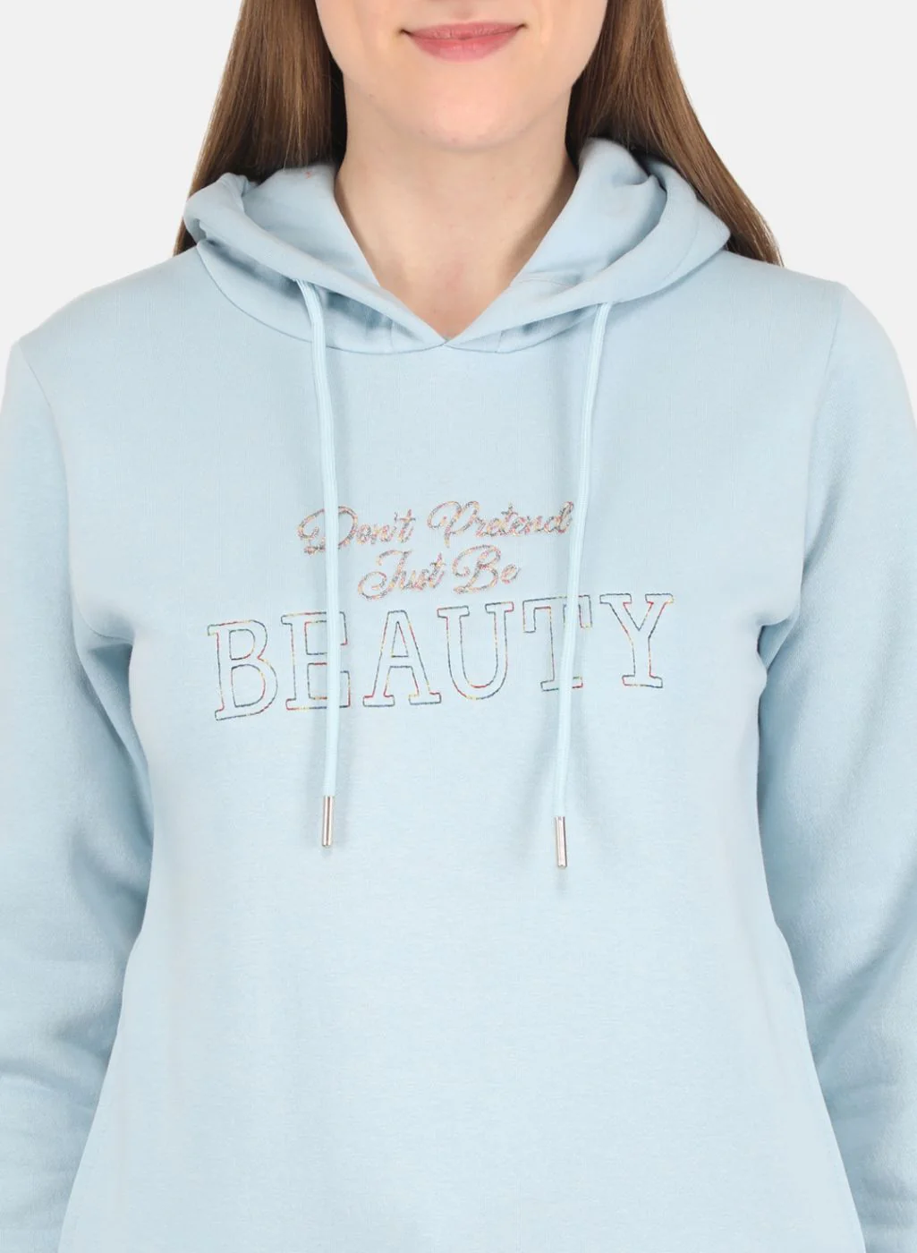 Women Sky Blue Embroidered Sweatshirt - Image 5