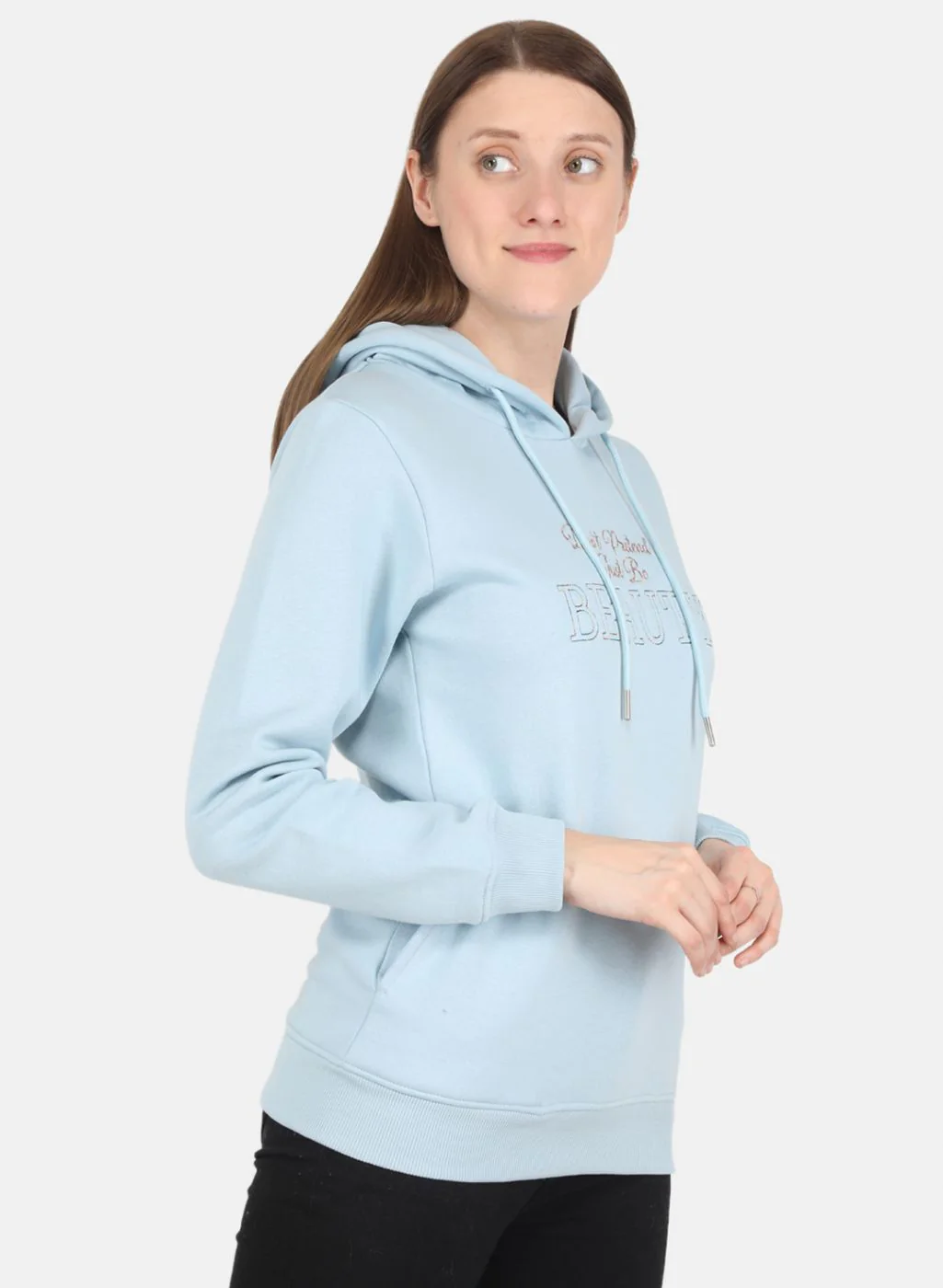 Women Sky Blue Embroidered Sweatshirt - Image 6