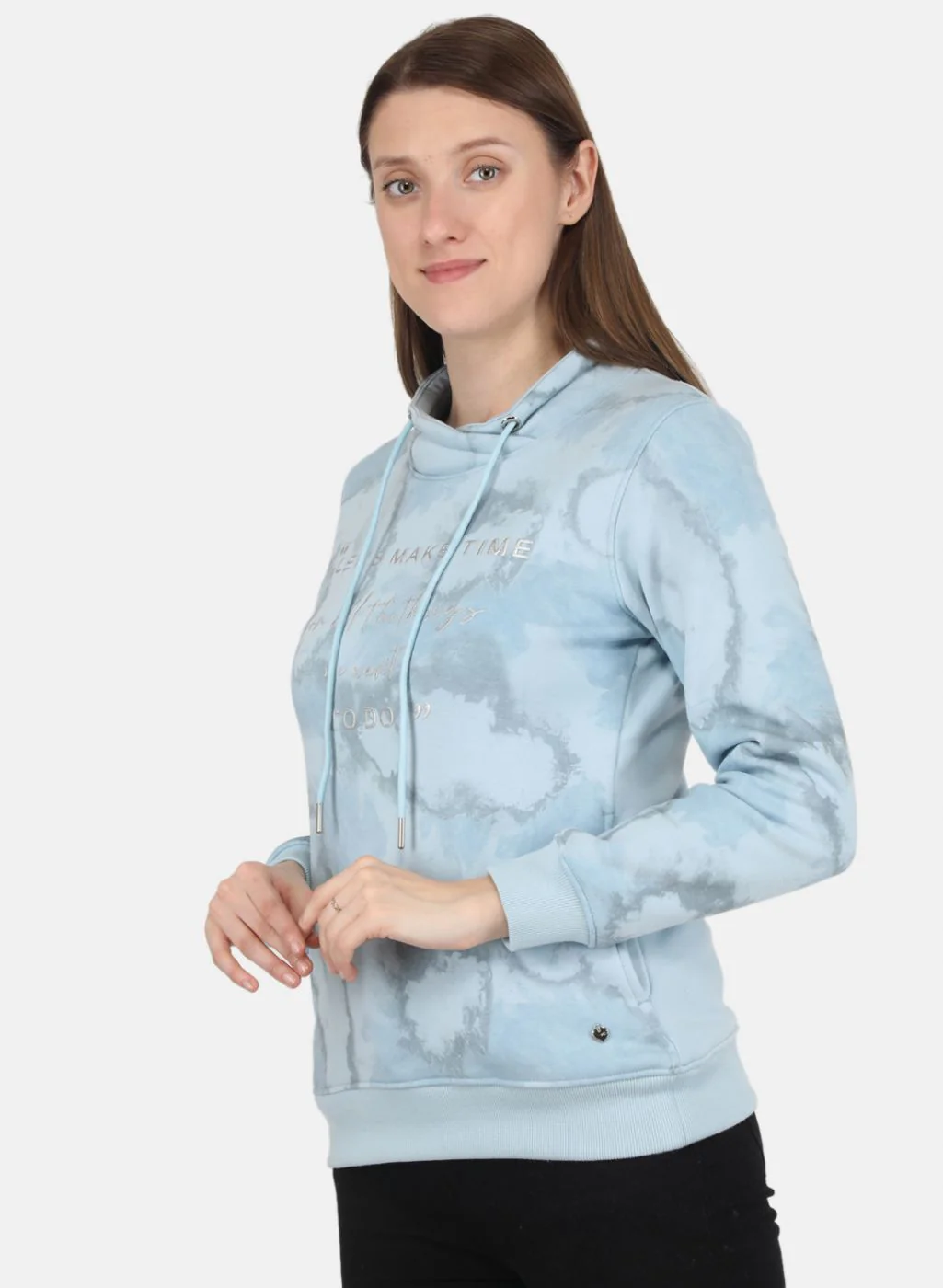Women Sky Blue Printed Sweatshirt - Image 2
