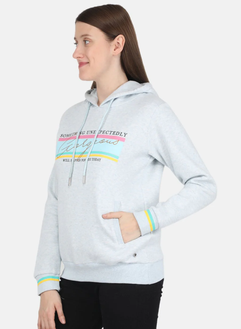 Women Sky Blue Printed Sweatshirt - Image 2