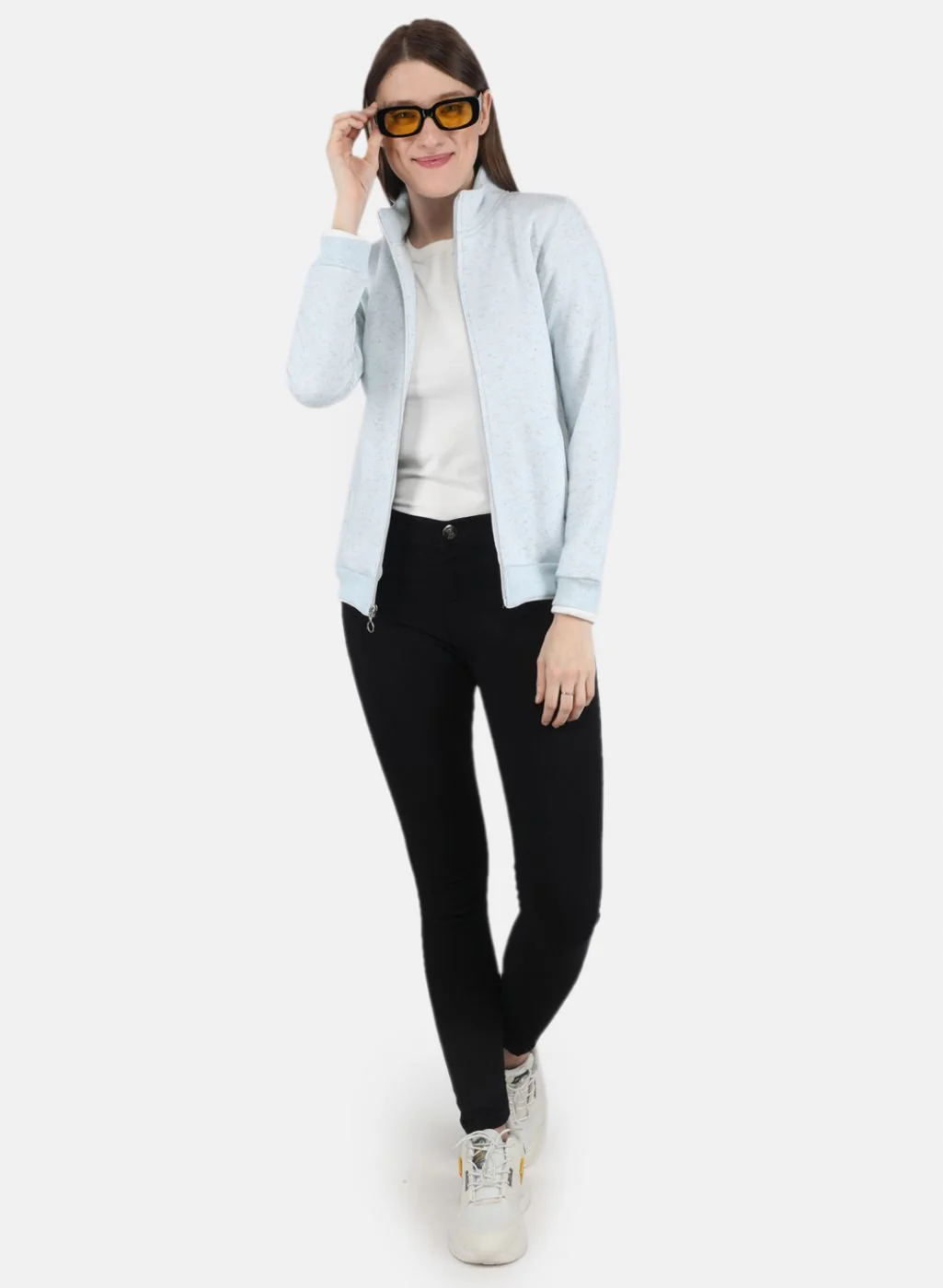 Women Sky Blue Stripe Sweatshirt - Image 4