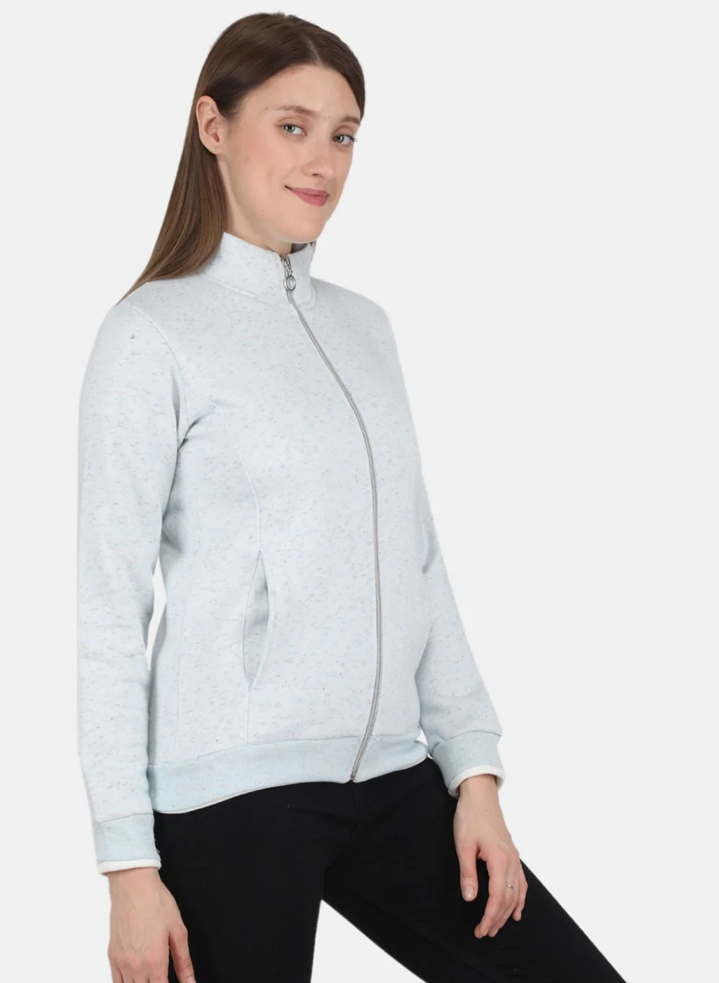 Women Sky Blue Stripe Sweatshirt - Image 6