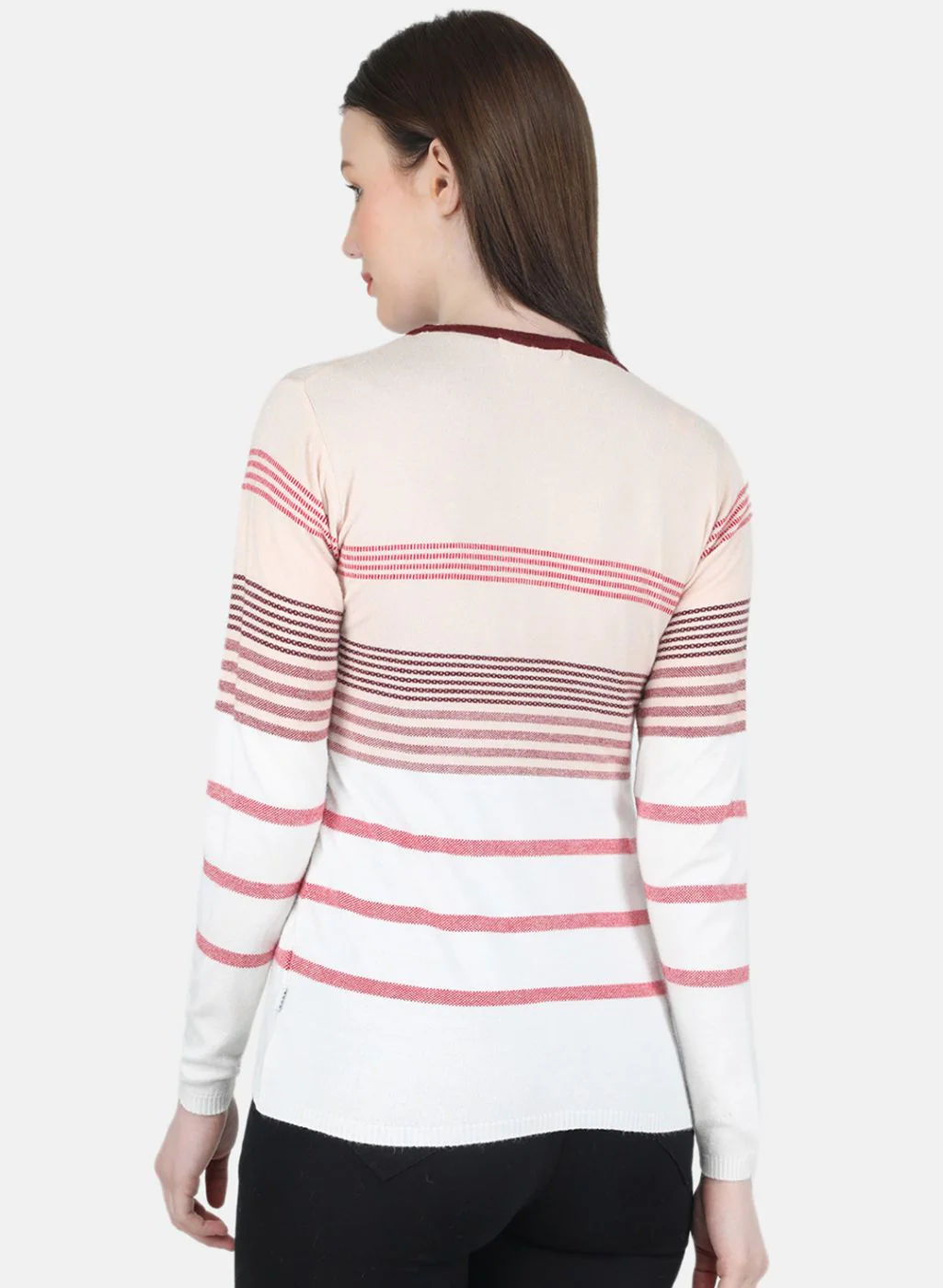 Women White Stripe Cardigan - Image 3