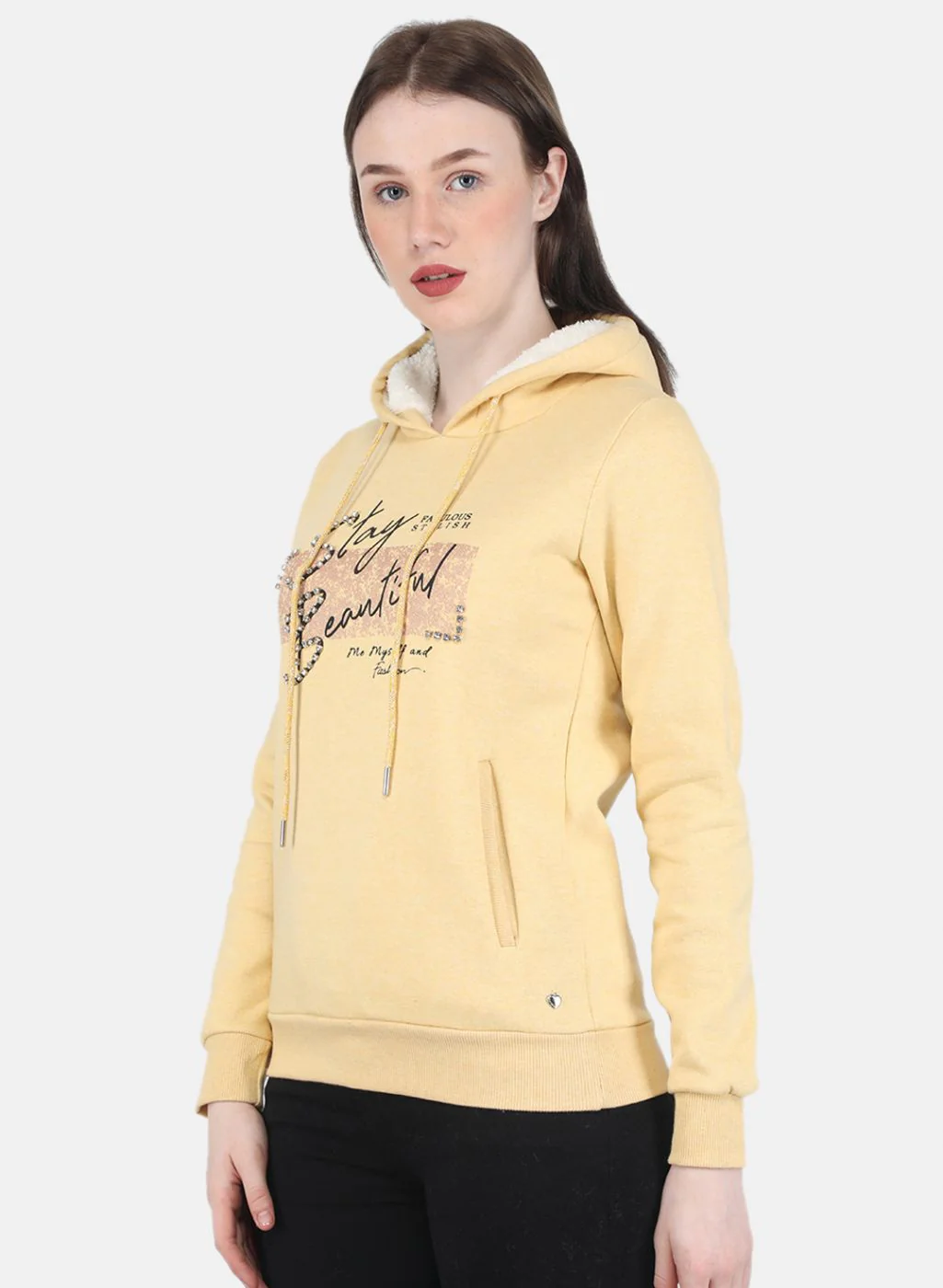 Women Yellow Embroidered Sweatshirt - Image 2
