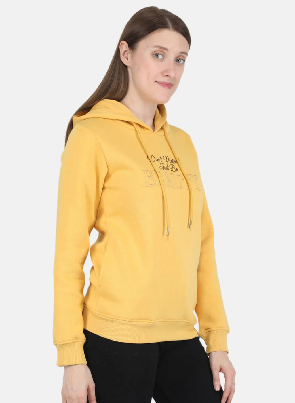 Women Yellow Embroidered Sweatshirt - Image 2