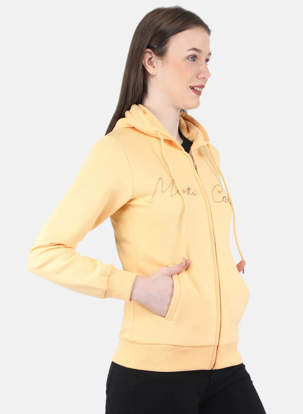 Women Yellow Embroidered Sweatshirt - Image 6