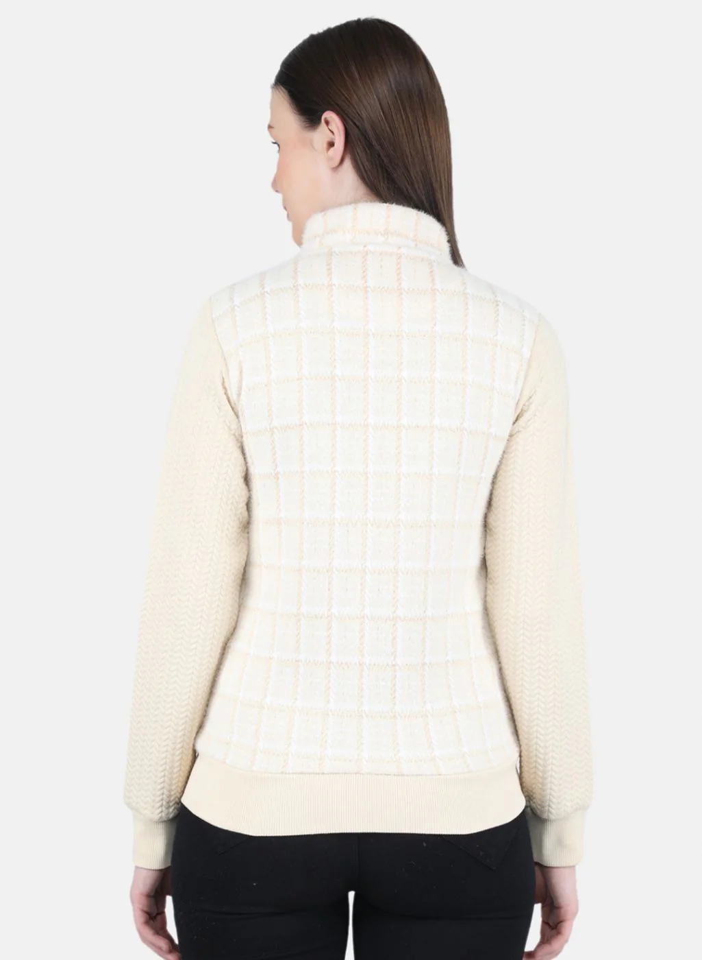 Women Yellow Jaquard Sweatshirt - Image 3