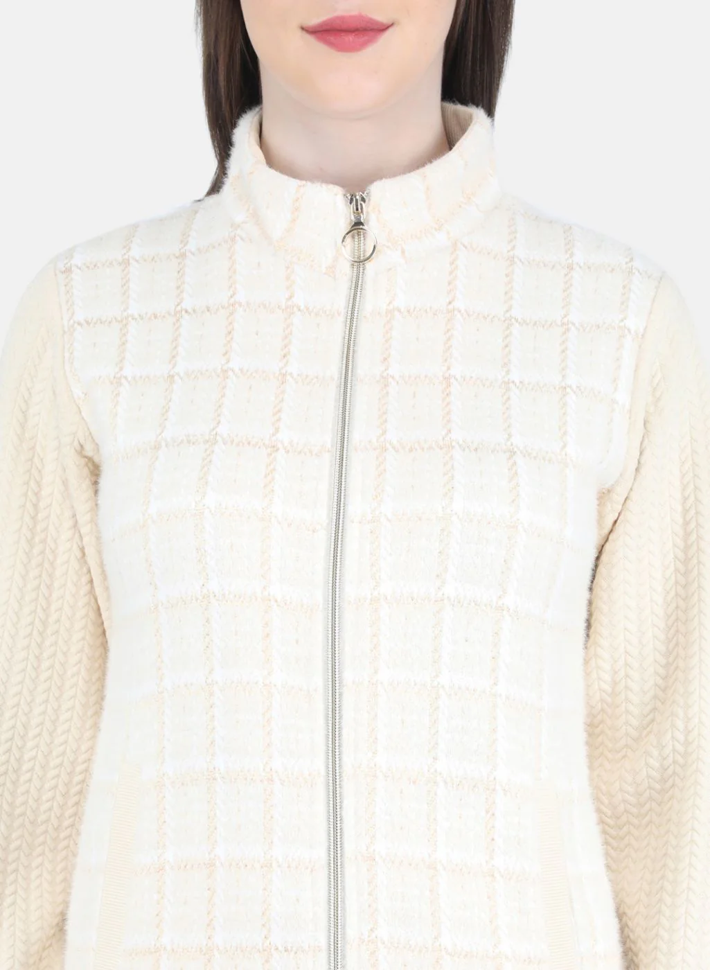 Women Yellow Jaquard Sweatshirt - Image 5