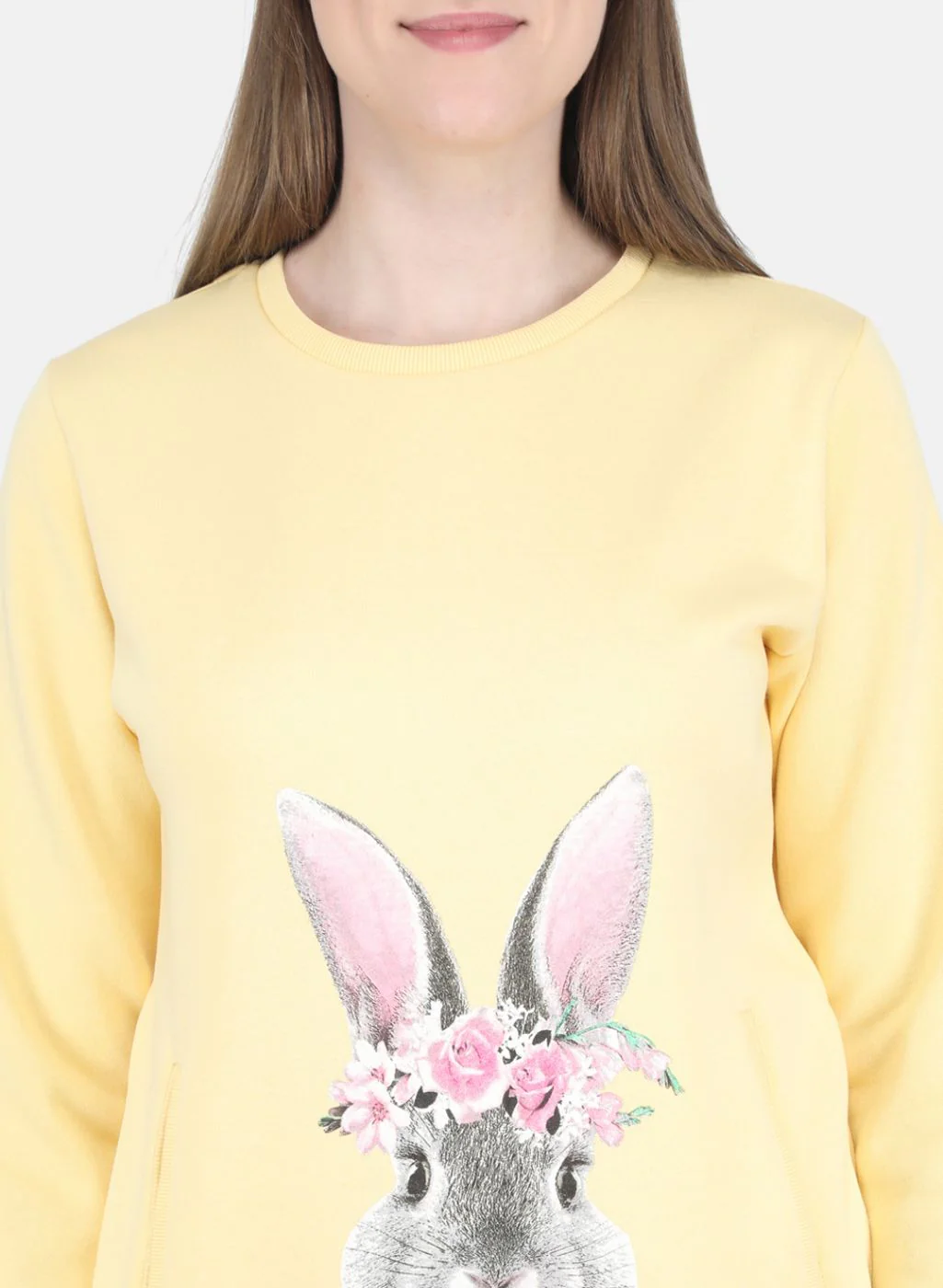 Women Yellow Printed Sweatshirt - Image 5