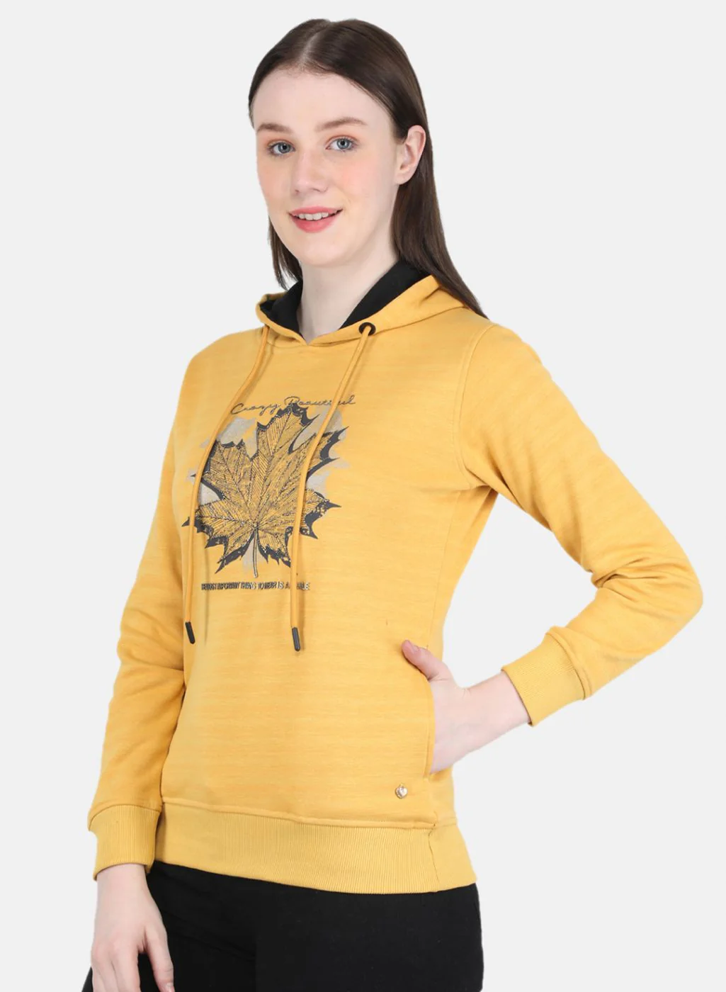 Women Yellow Printed Sweatshirt - Image 2