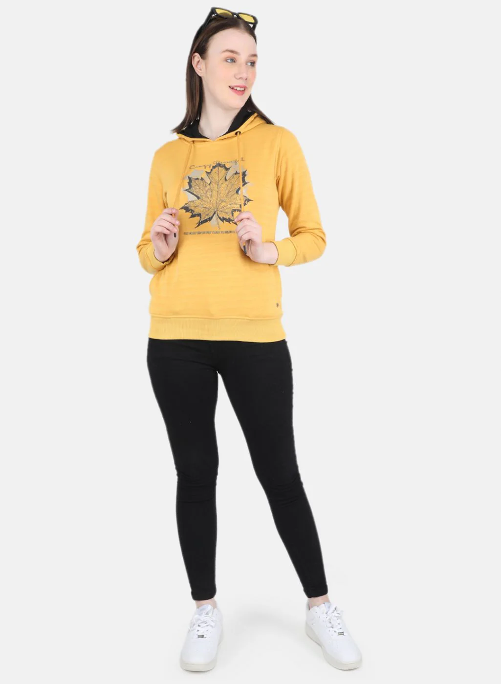 Women Yellow Printed Sweatshirt - Image 4