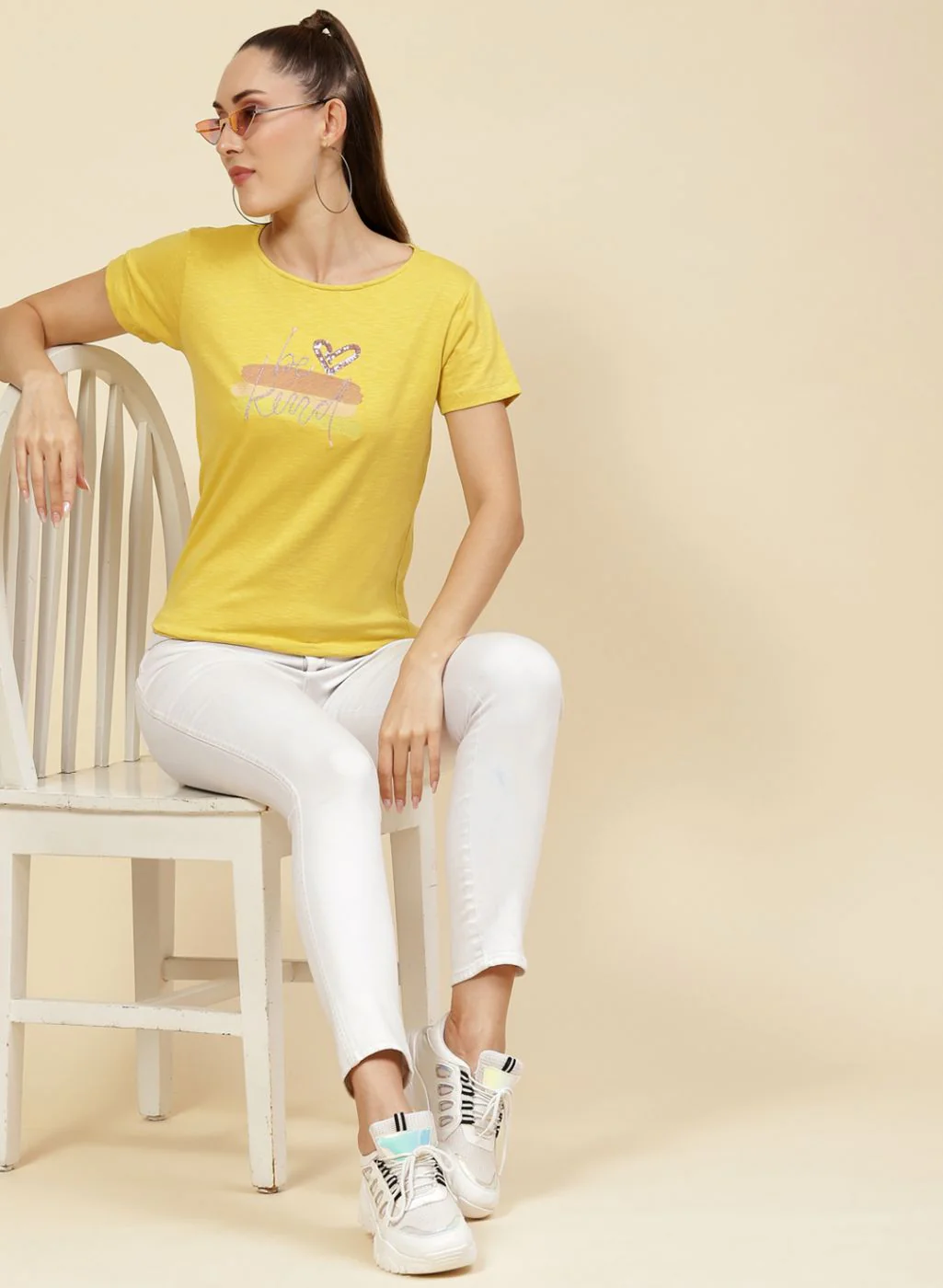 Women Yellow Printed Top