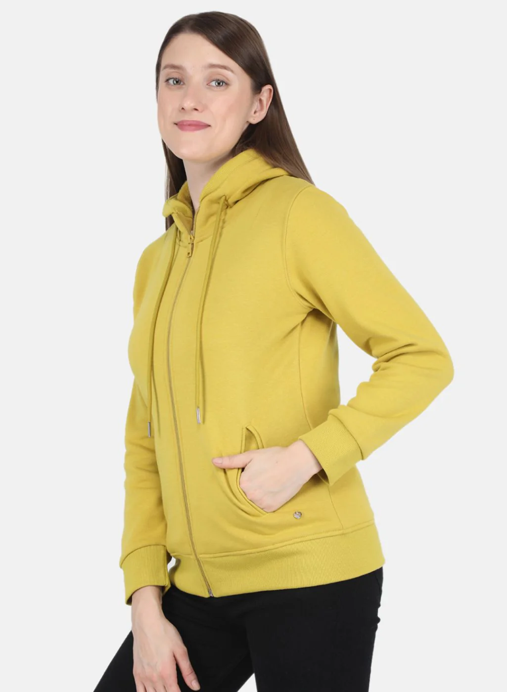 Women Yellow Solid Sweatshirt - Image 2