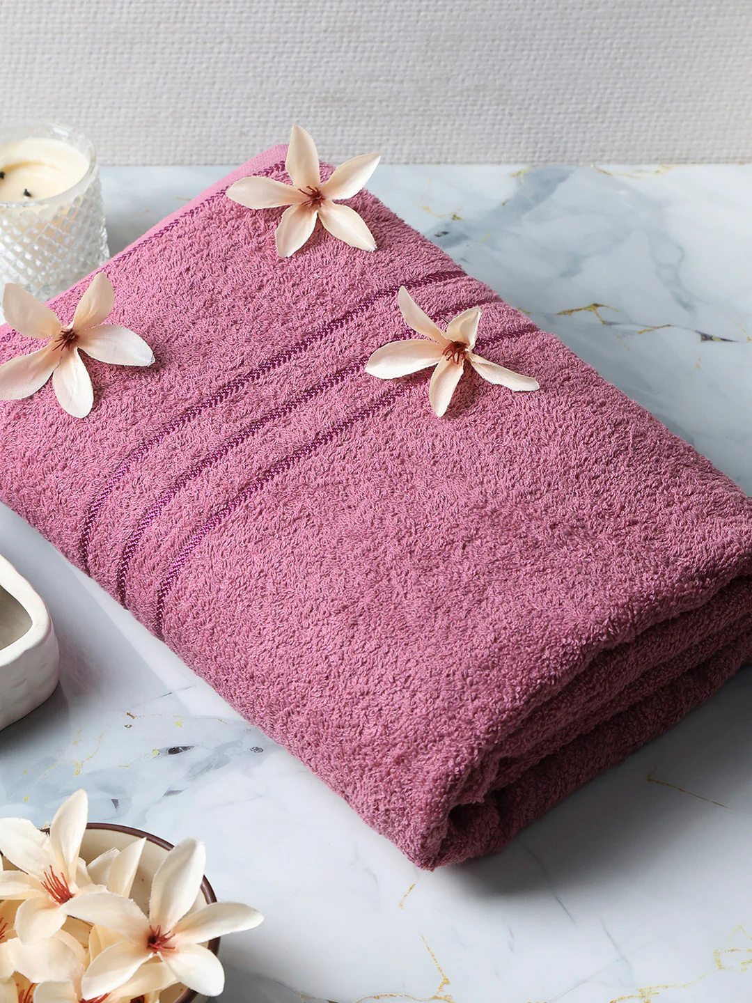 Pink Cotton Solid 350 GSM Car Towel (Soho)