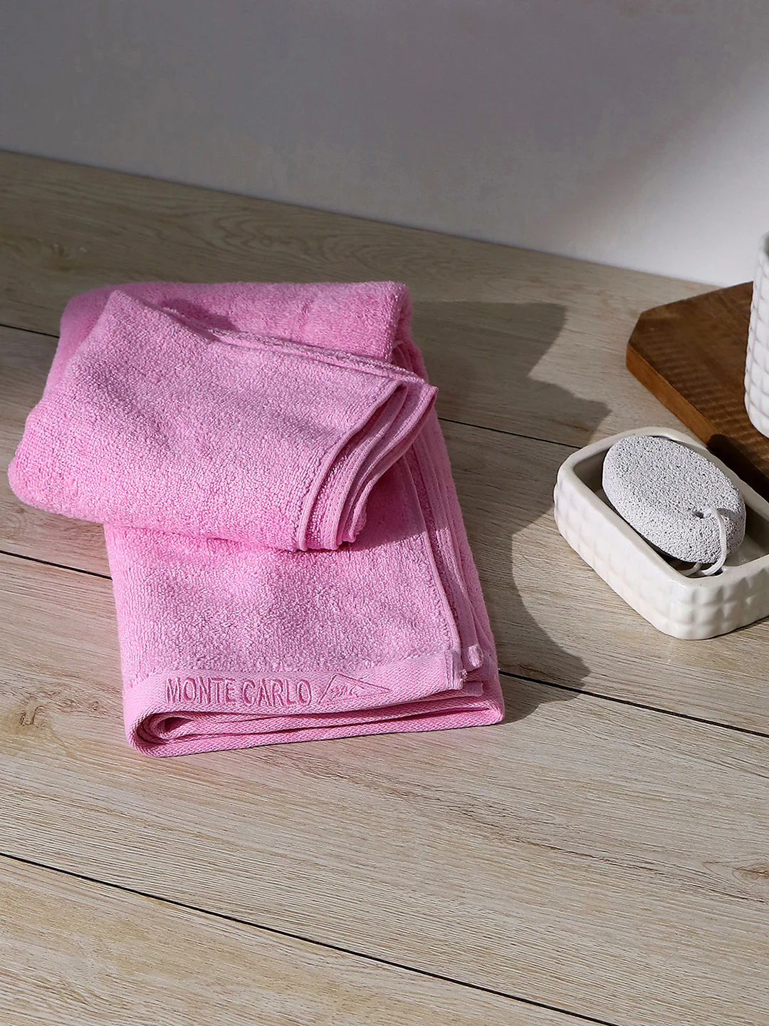 Pink Solid Pure Cotton 350 GSM Bath Towel (Oslo)