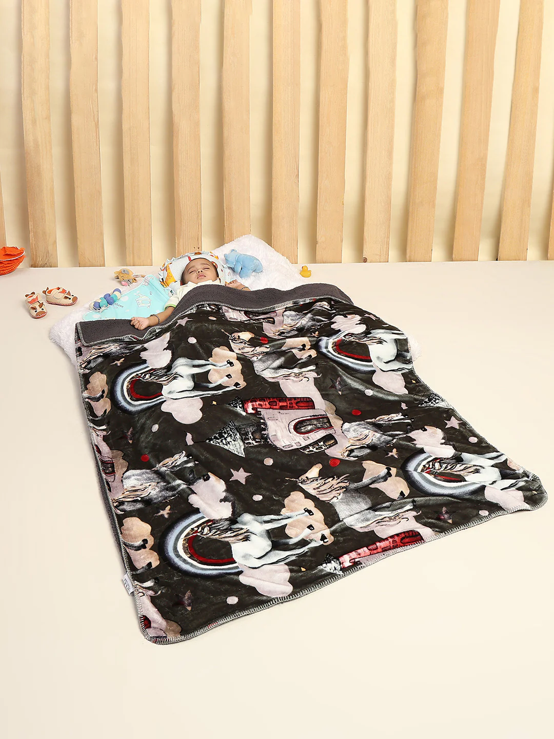 Printed Baby Blanket 2 Ply, 519 GSM, Weight 0.8 kg (Sherlock)