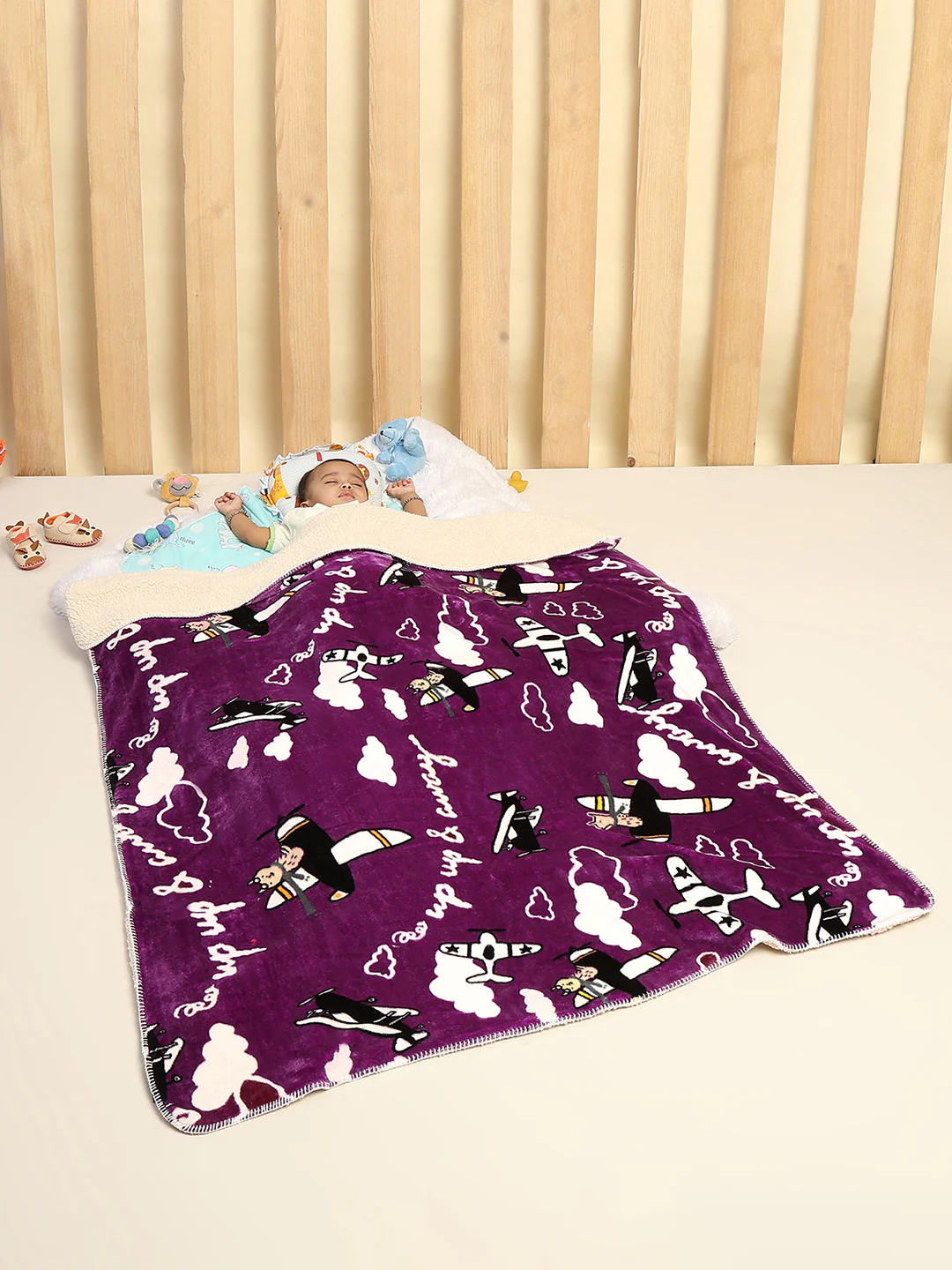 Printed Baby Blanket 2 Ply, 519 GSM, Weight 0.8 kg (Sherlock)