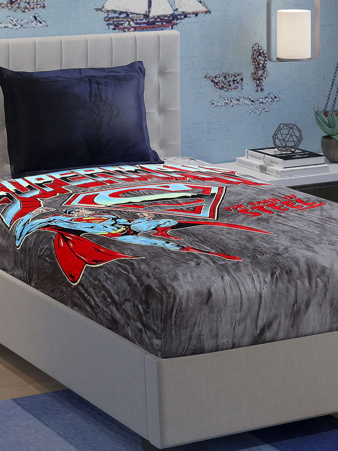 Printed Baby Winter Bedsheet 1 Ply, 370 GSM, 1.3 kg (Super Hero)