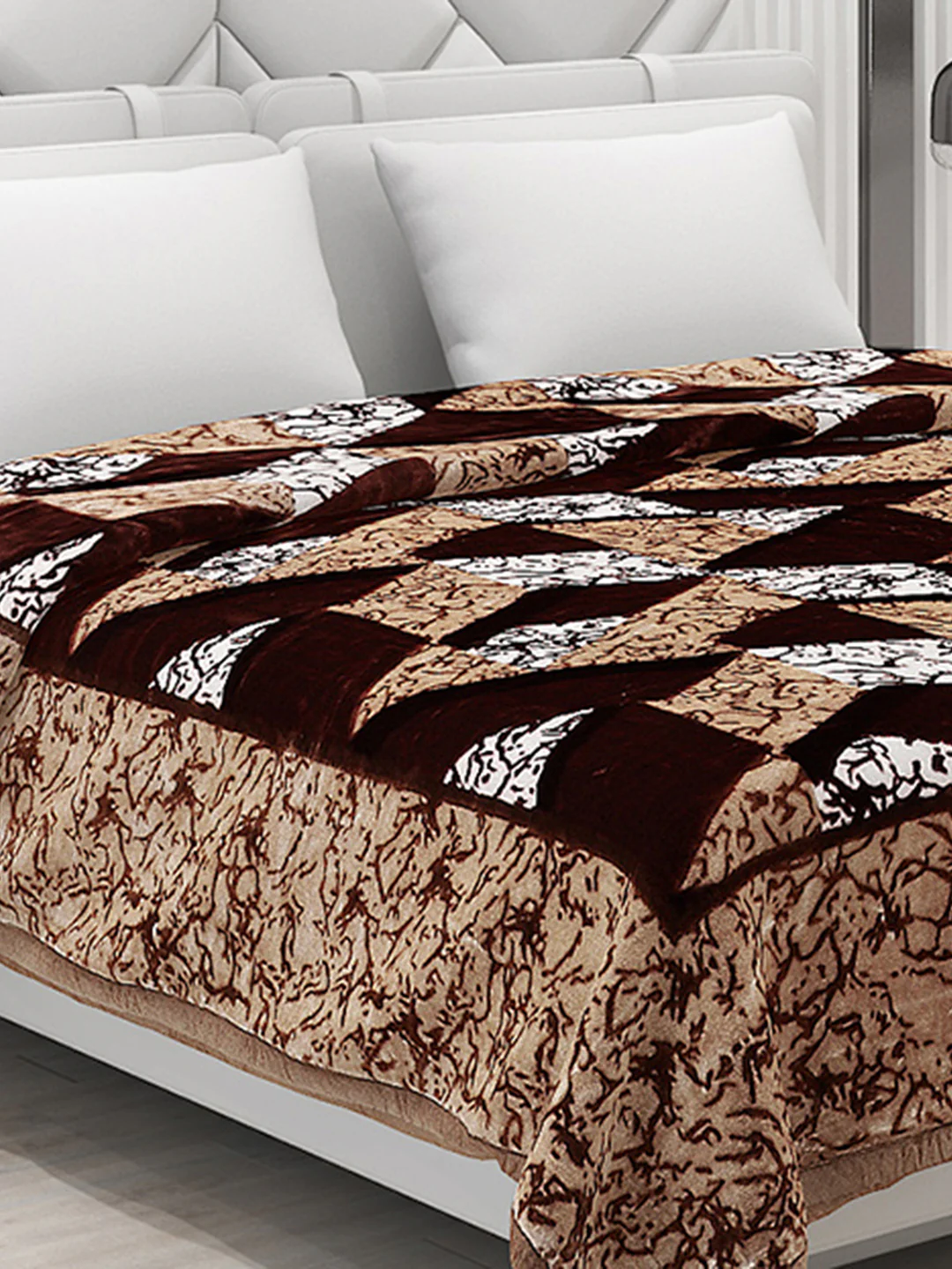 Printed Double Bed 1041 GSM Blanket Apricot 2 Ply (Weight 5.5 kg)