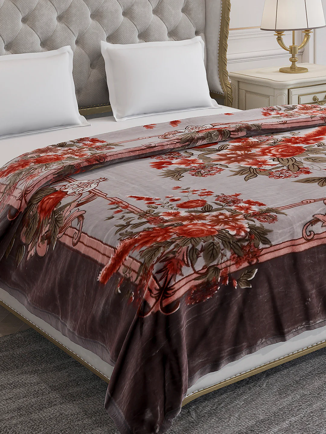 Printed Double Bed 2 Ply, 1042 GSM Blanket for Winter - (Emilia)