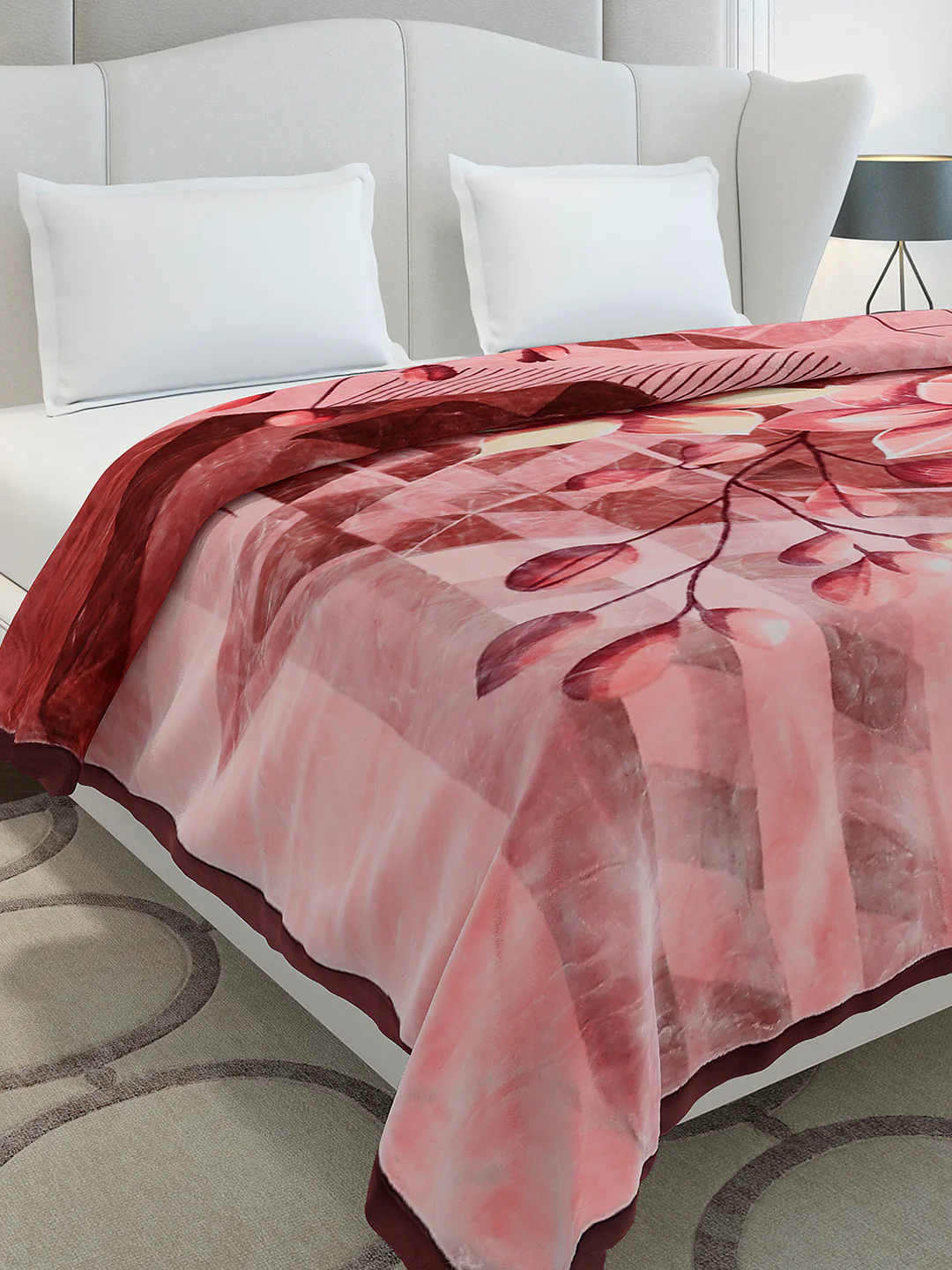 Printed Double Bed 2 Ply, 1136 GSM Embossed Blanket for Heavy Winter - (Commander)
