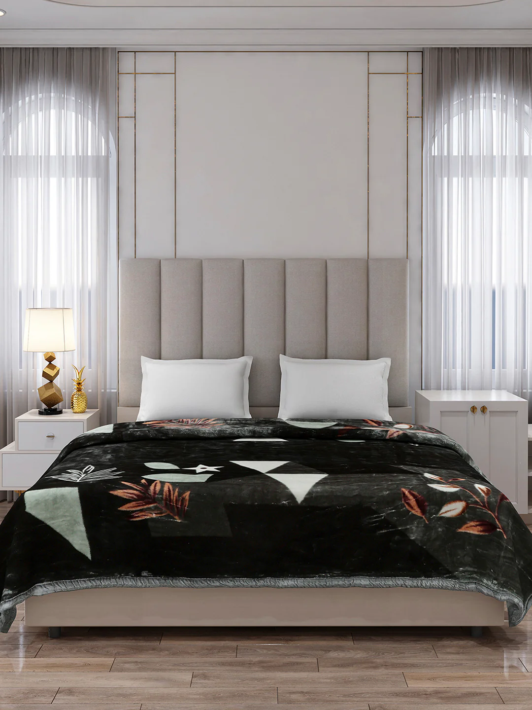 Printed Double Bed 2 Ply, 871 GSM Blanket for Heavy Winter - (Moon Valley Box) - Image 2