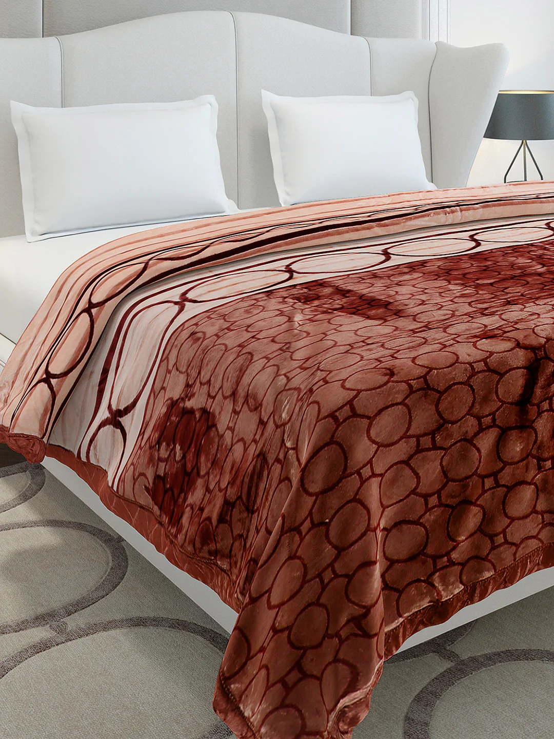 Printed Double Bed 3 Ply, 720 GSM Blanket for Heavy Winter - (Gala Glow)