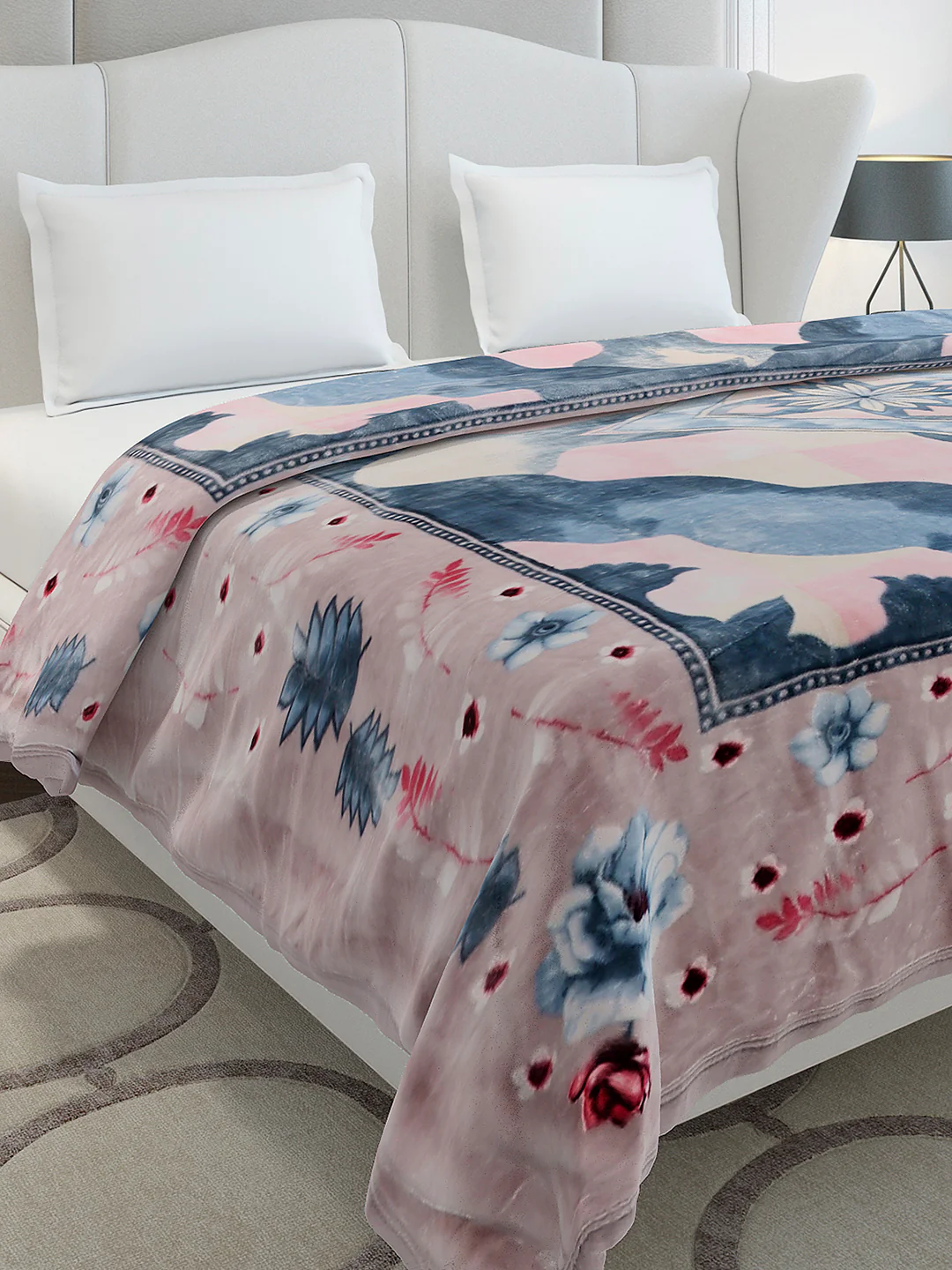 Printed Double Bed 3, 890 GSM Ply Blanket for Heavy Winter - (Gulnar)
