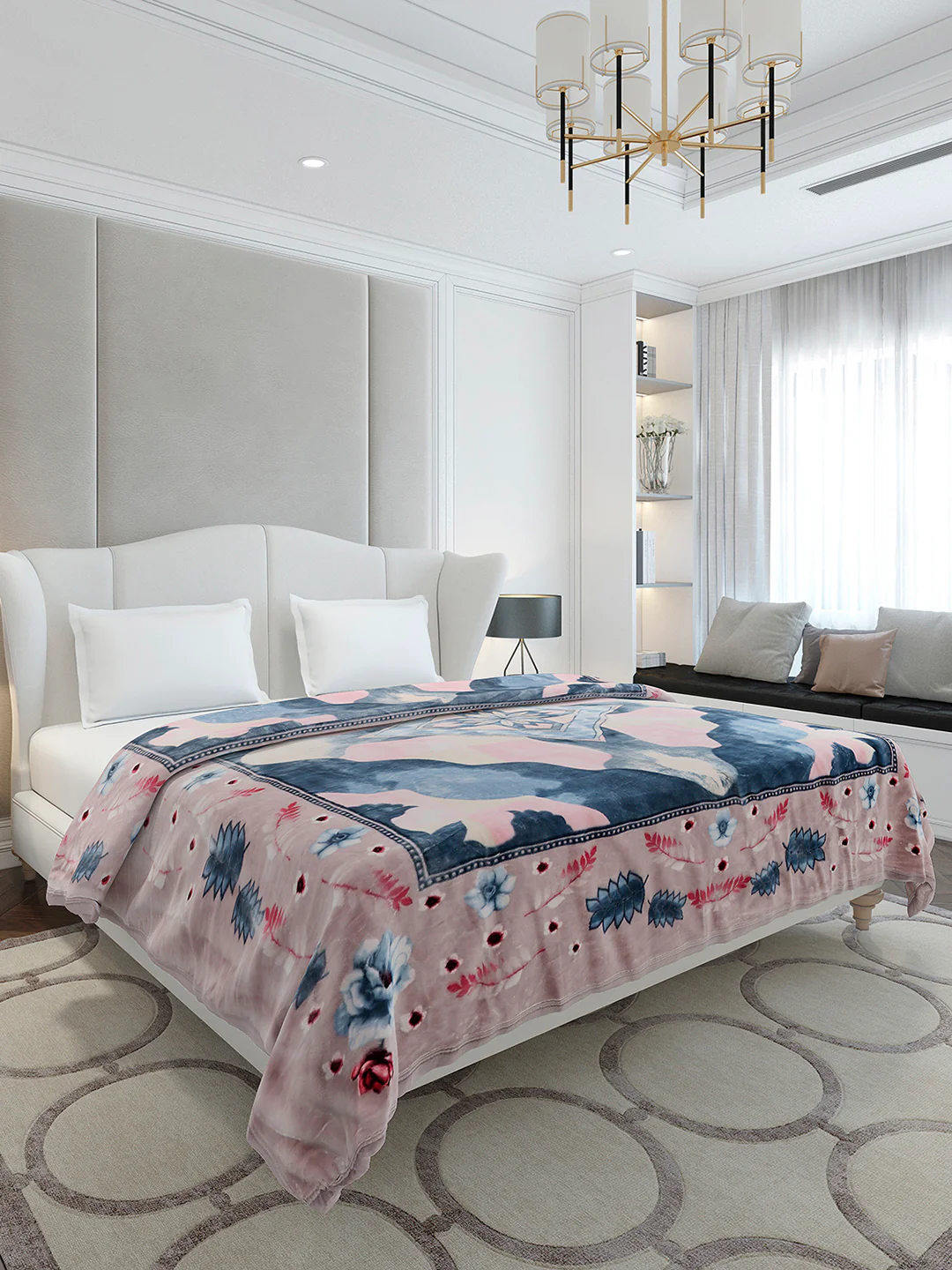 Printed Double Bed 3, 890 GSM Ply Blanket for Heavy Winter - (Gulnar) - Image 4