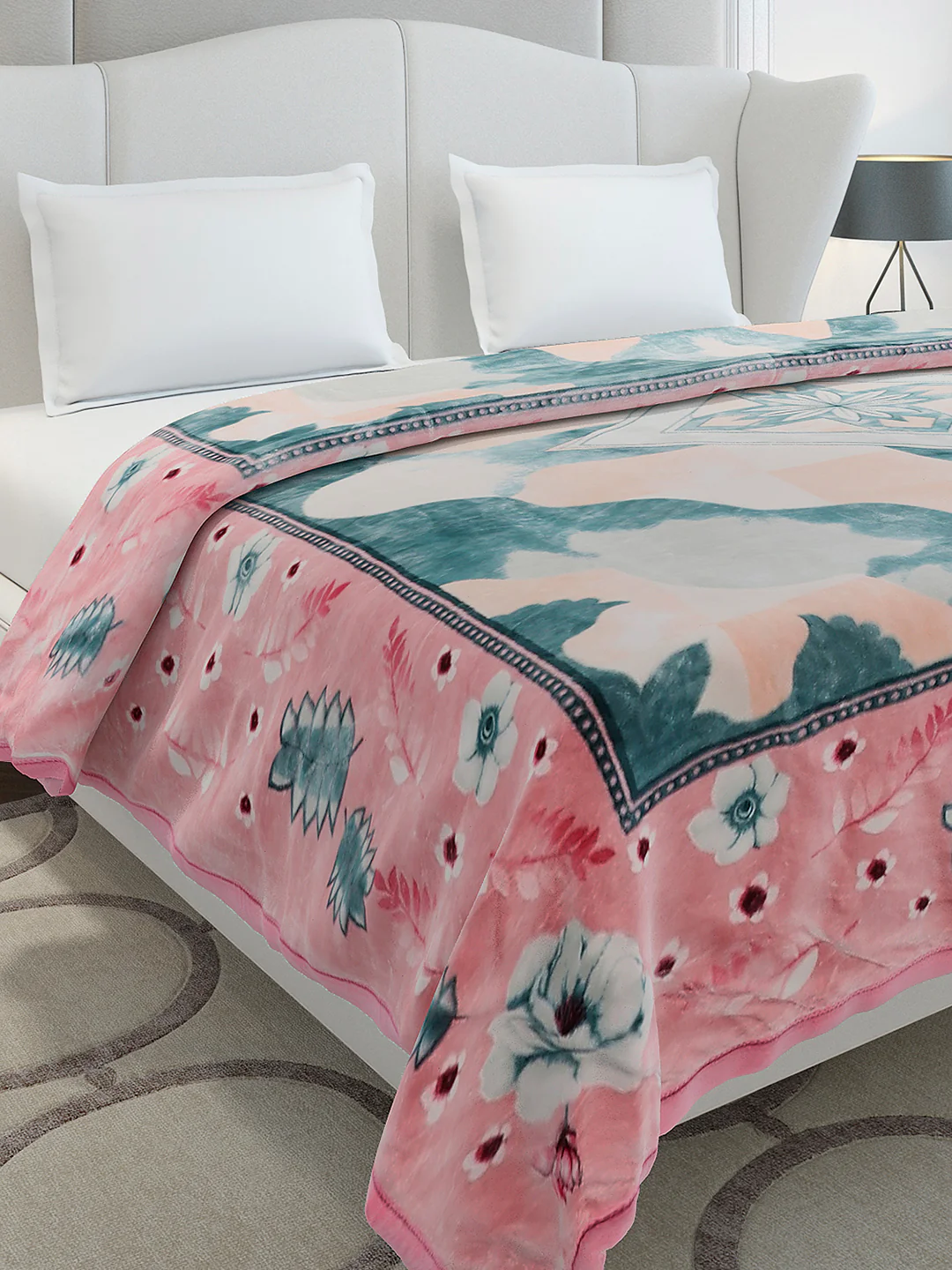 Printed Double Bed 3, 890 GSM Ply Blanket for Heavy Winter - (Gulnar)