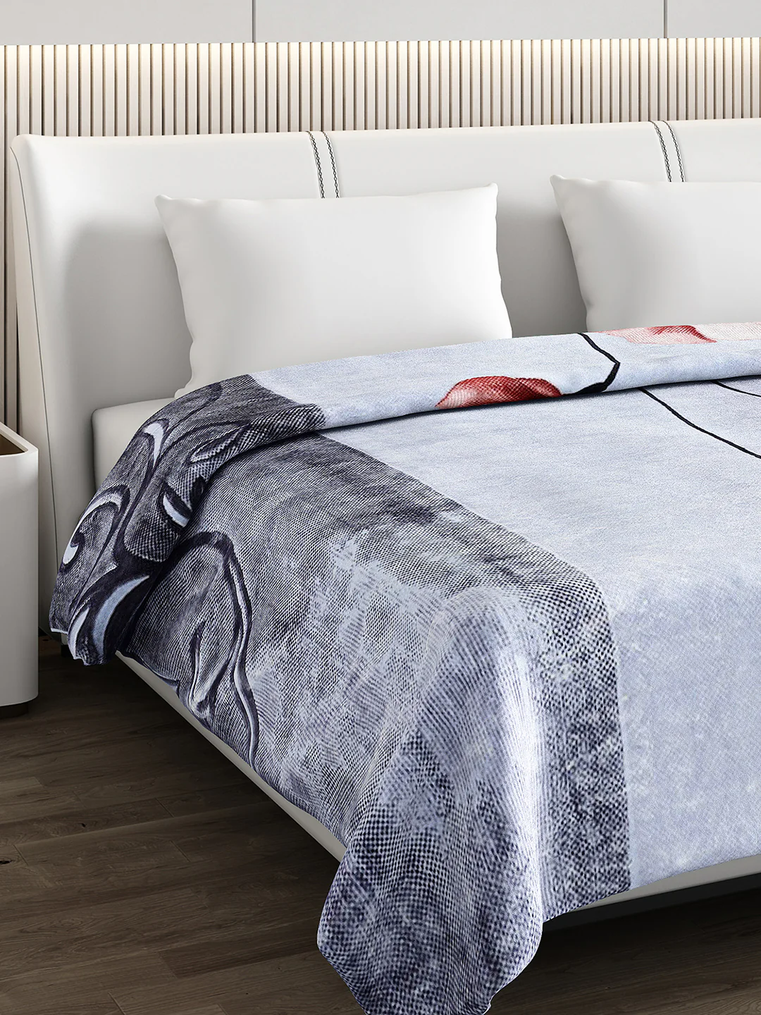Printed Double Bed 795 GSM Blanket Scarlet 2 Ply (Weight 4.2 kg)