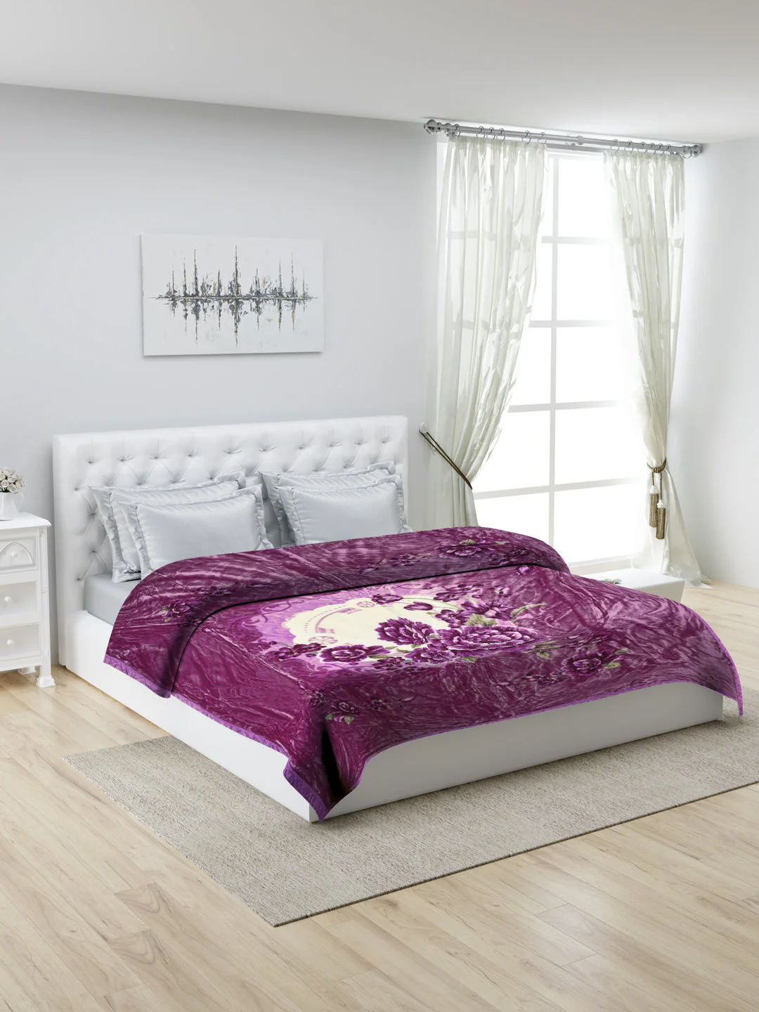 Printed Double Bed 947 GSM Blanket Angel Gold 1 Ply (Weight 5 kg)