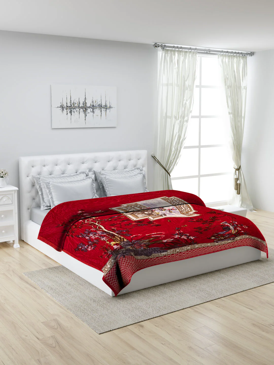 Printed Double Bed 947 GSM Blanket Angel Gold 1 Ply (Weight 5 kg)