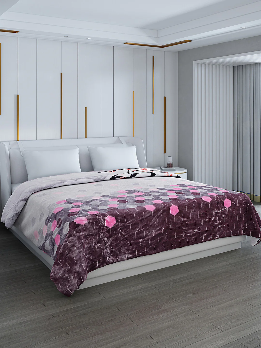 Printed Double Bed Reversible Blanket 2 Ply, 853 GSM, 4.5 kg (Tohfa)