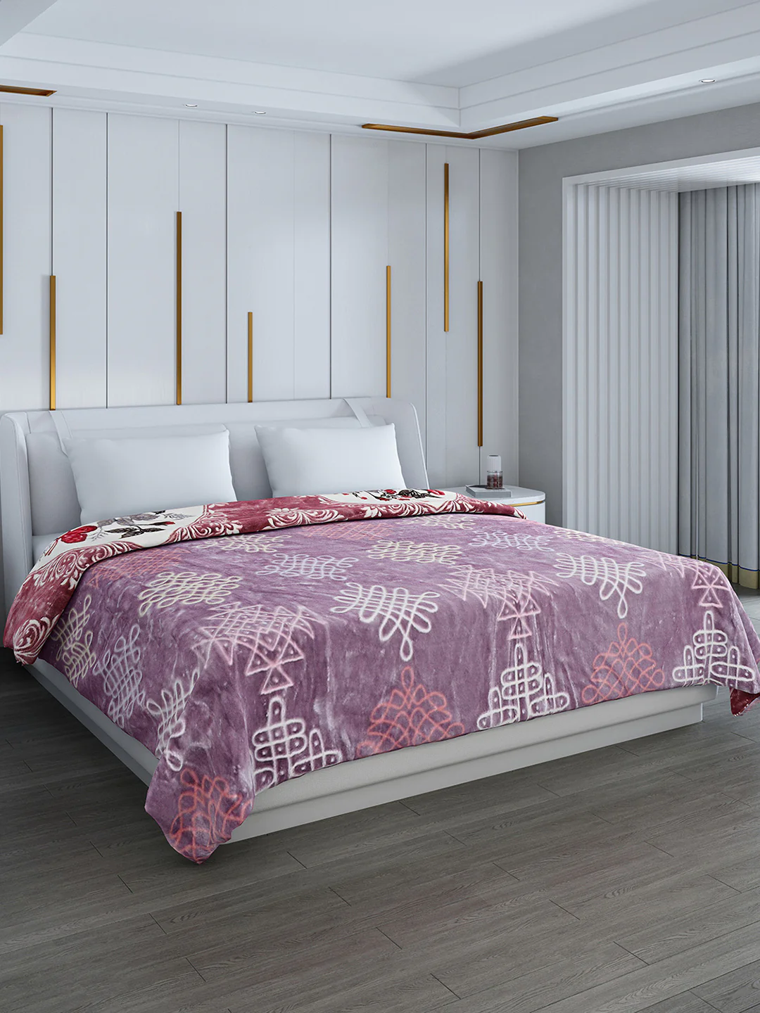Printed Double Bed Reversible Blanket 2 Ply, 853 GSM, 4.5 kg (Tohfa)